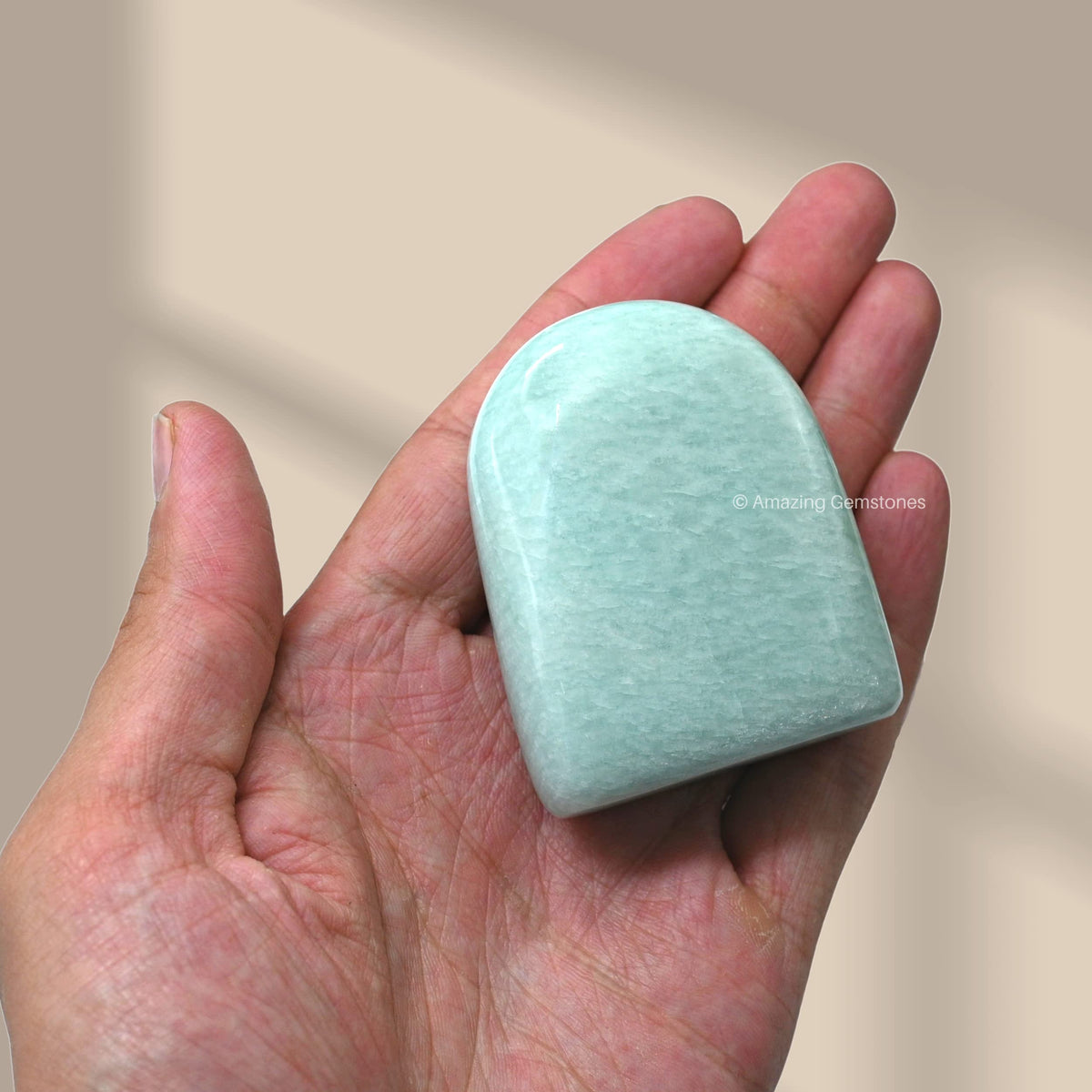 Amazing Gemstone Amazonite Crystal Standing Palm Stone - Amazonite Palm Stones and Crystals, A++ Grade Gemstones and Crystals - Healing Crystals and Healing Stones Office Home Decor Gifts