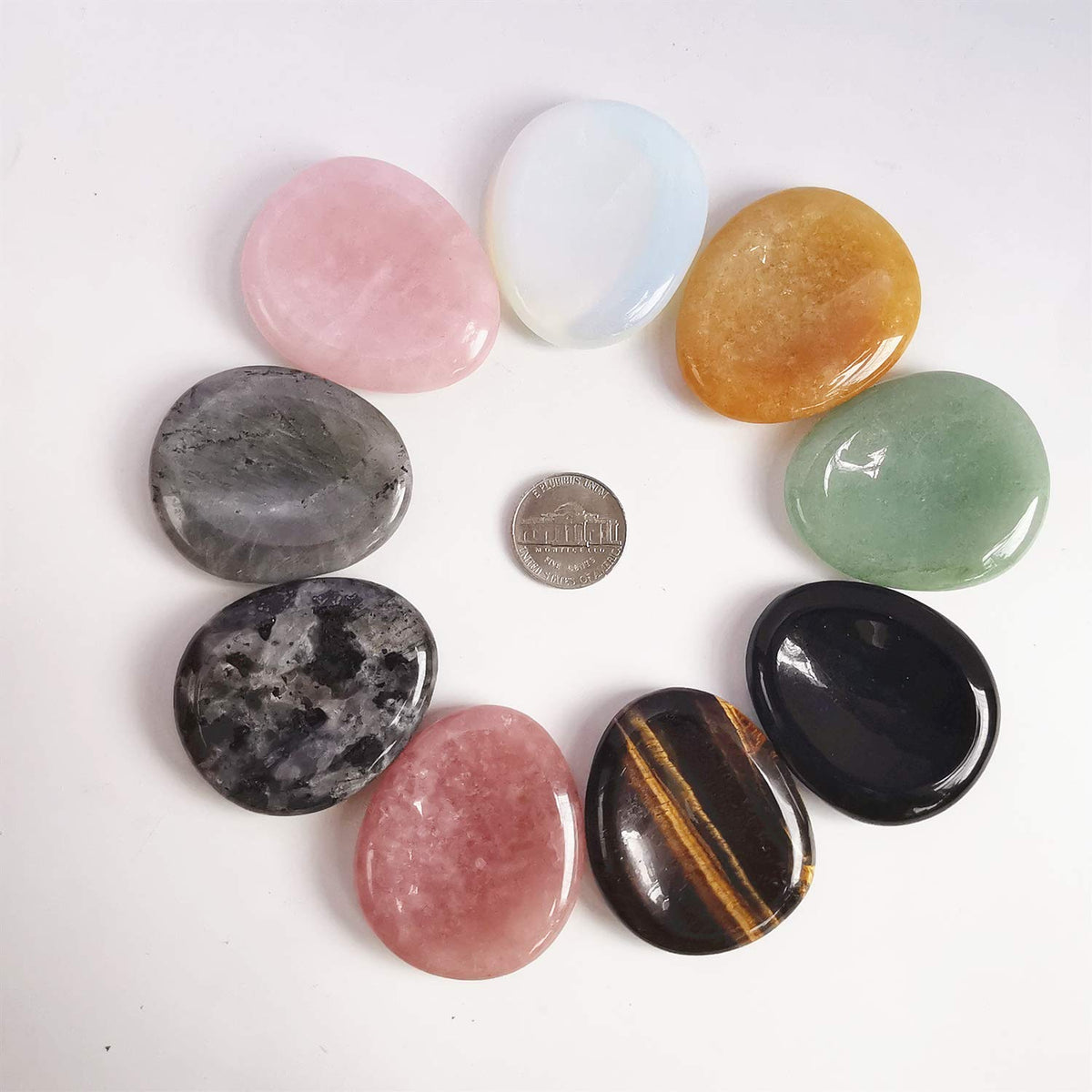 Bacatgem Synthetic Opalite Water Drop Chakra Thumb Worry Stone,Stress Relax Healing Reiki Crystal Pocket Palm Stones