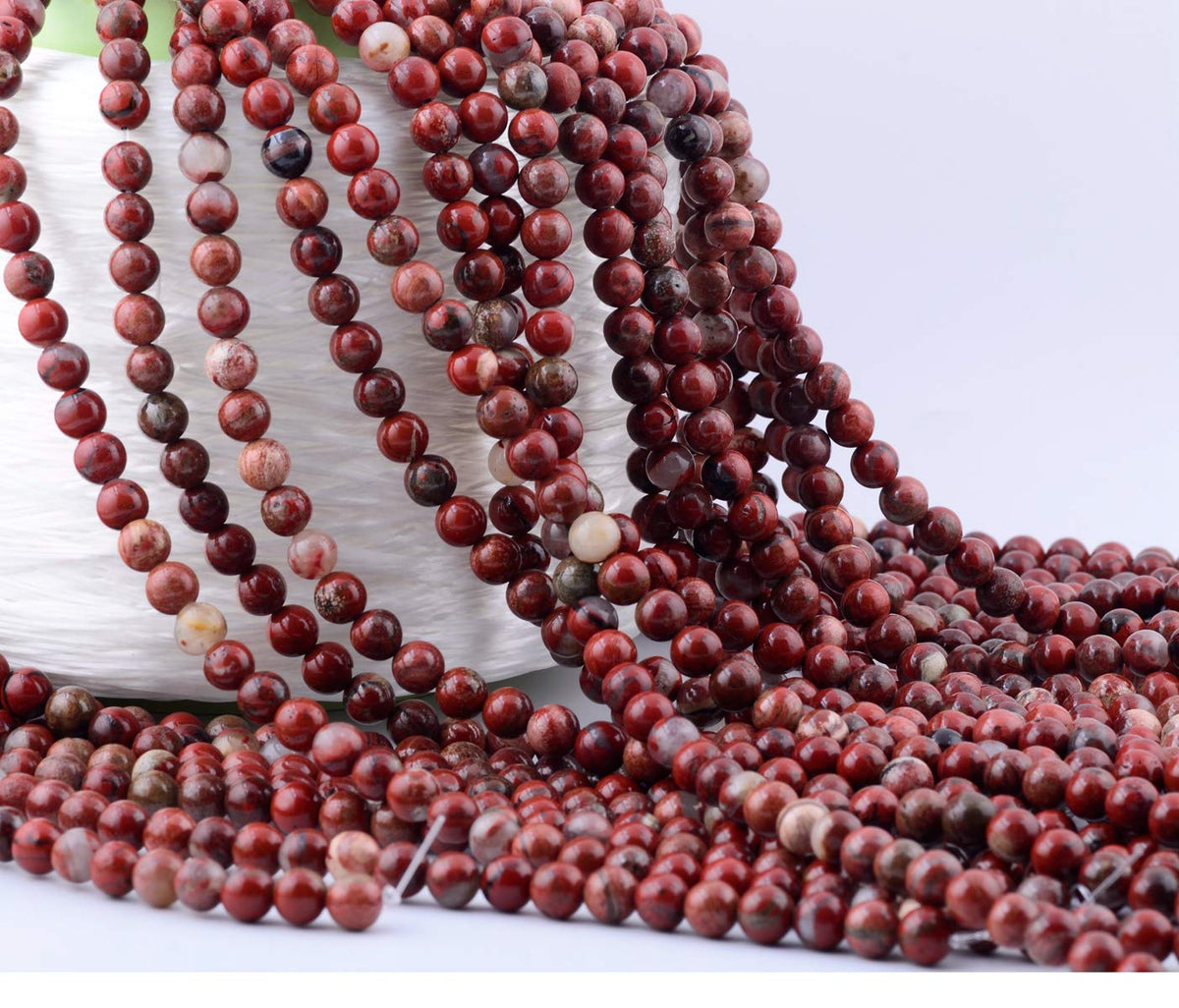 Natural Stone Beads 100pcs 8mm Round Red Jasper Genuine Real Stone Beading Loose Gemstone Hole Size 1mm DIY Charm Smooth Beads for Bracelet Necklace Earrings Jewelry Making (Red Jasper)