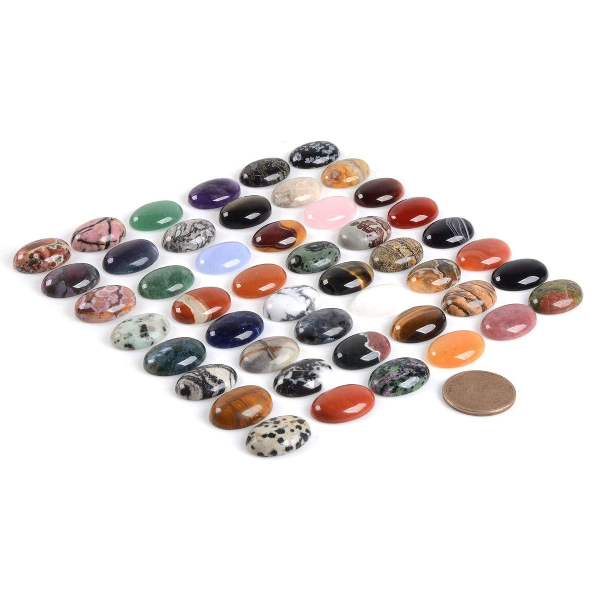 All Natural 24pcs Multi-color 25mm Gemstone Oval Cab Cabochon For Jewelry Making