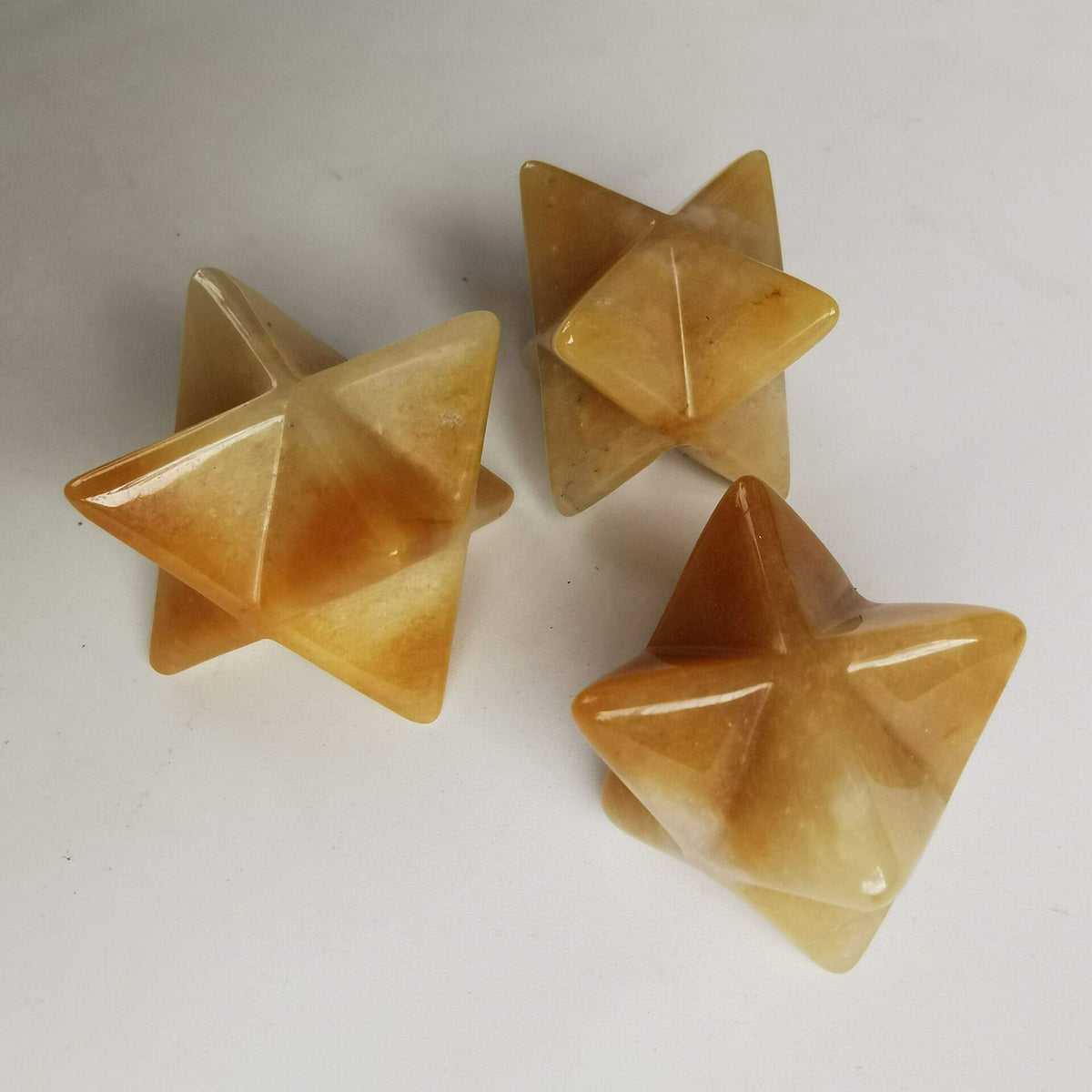 Loveliome Natural Yellow Jade Merkaba Crystal Protection Sacred Meditation Energy Generator Healing Chakra Six-Pointed Star 1 Inch