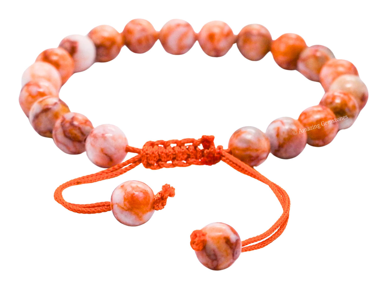 Amazing Gemstone Red Picasso Jasper Bracelet for Women Men's Gifts - Protection Healing Crystal Bracelet - 8mm Gemstone Beaded Adjustable Bracelet Pulseras Para Hombres Mujer Stocking Stuffers