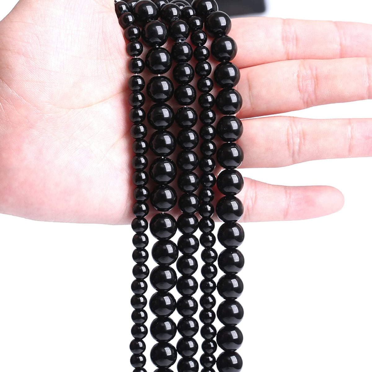 32PCS 12MM Natural Black Agate Stone Beads Round Loose Beads for welry Making DIY Bracelet Necklace Accessory 15 Inches