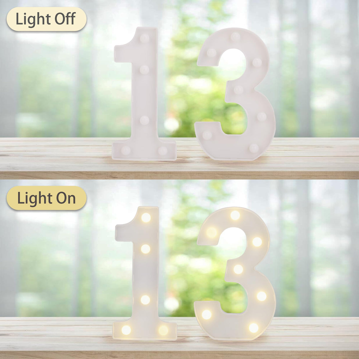 13th Birthday Decoration Light Up Letters, Battery Powered LED Numbers Marquee Number Sign for Sweet 13th Party Home Decor Night Light
