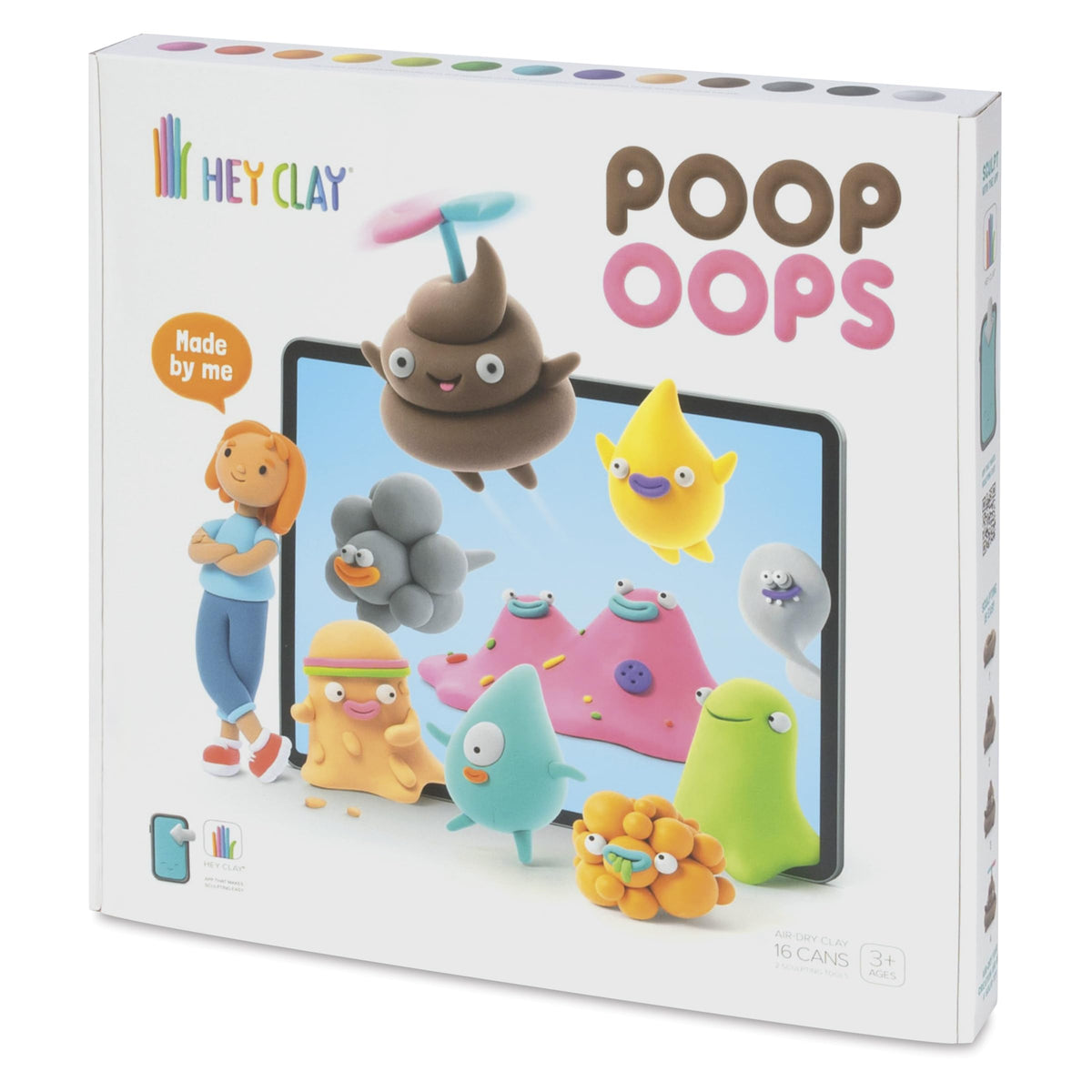 Fat Brain Toys Hey Clay Poop Oops, Air Dry Clay Kit with Interactive App for Kids & Tweens, Modeling Clay and Crafts Set