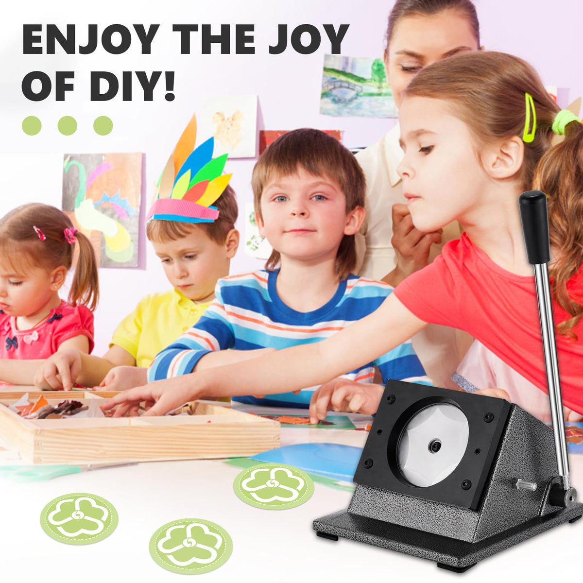 Saladulce 3" Button Paper Cutter Graphic Punch Die Cutter for 3" Badge Making, 3.386" Circle Punch Cutter Round Paper Cutter
