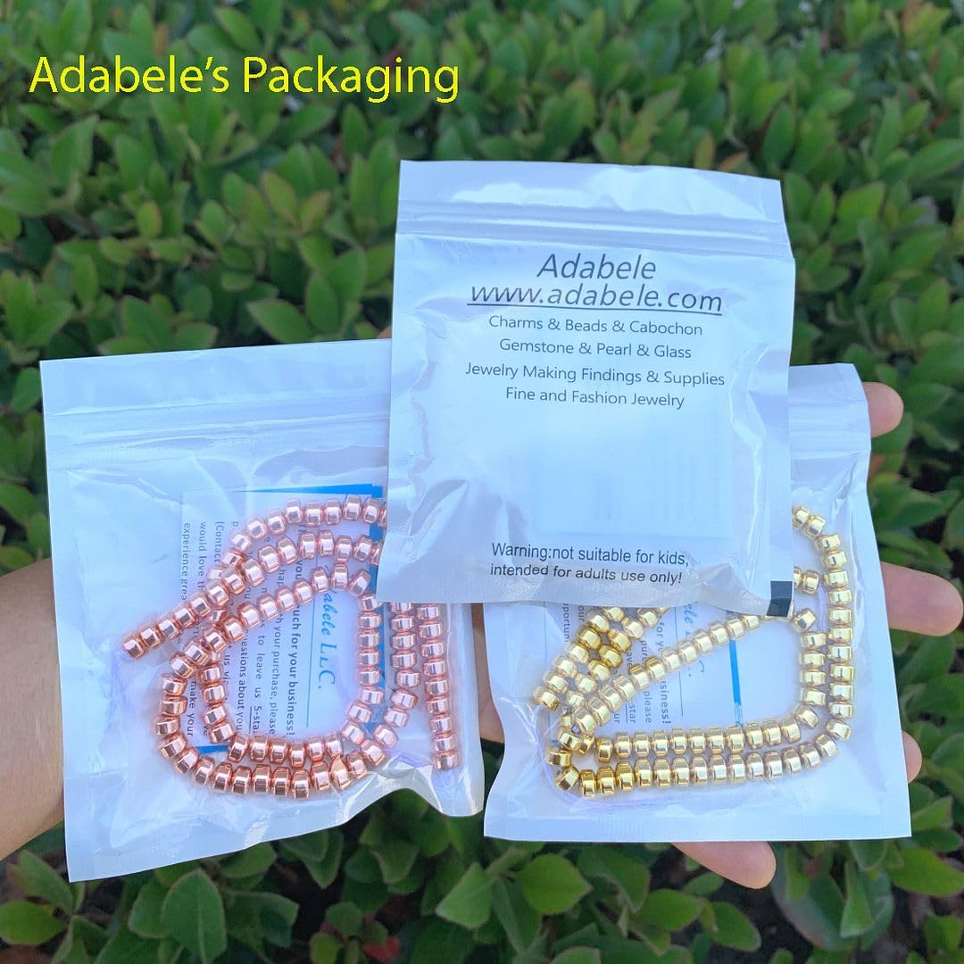 40pcs Adabele Grade A Natural Hematite White Gold Platinum Plated Healing Gemstone 10mm Round Loose Beads Gem Stone Spacer for DIY Craft Jewelry Making GFC-E10