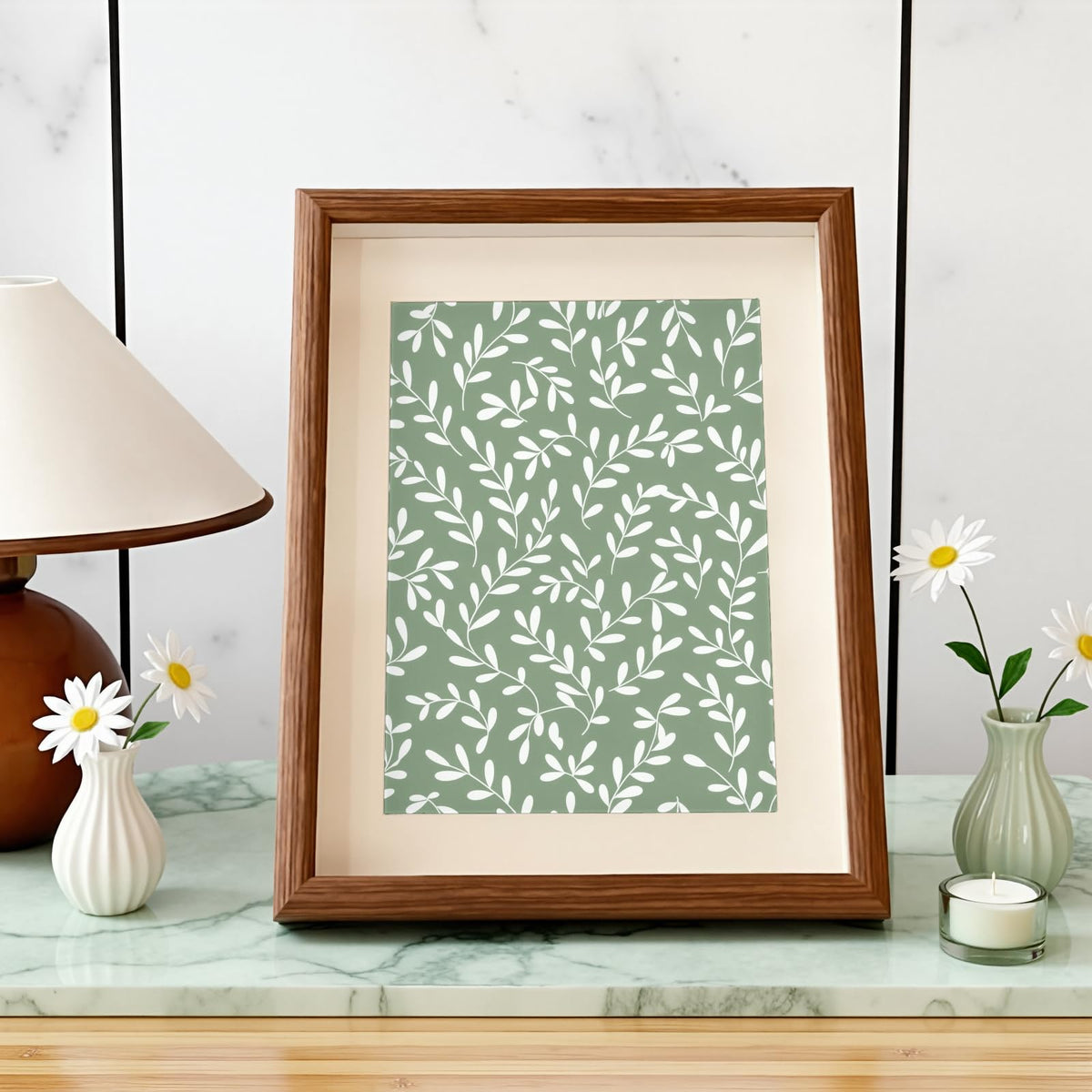 LENSARKU 24 Sheets 11.8 x 11.8 Inch Sage Green Botanical Scrapbook Paper, 160gsm Double Sided Decorative Paper for Junk Journals, Wrapping & Mixed Media, DIY Card Making, Photo Album, Journal Decor
