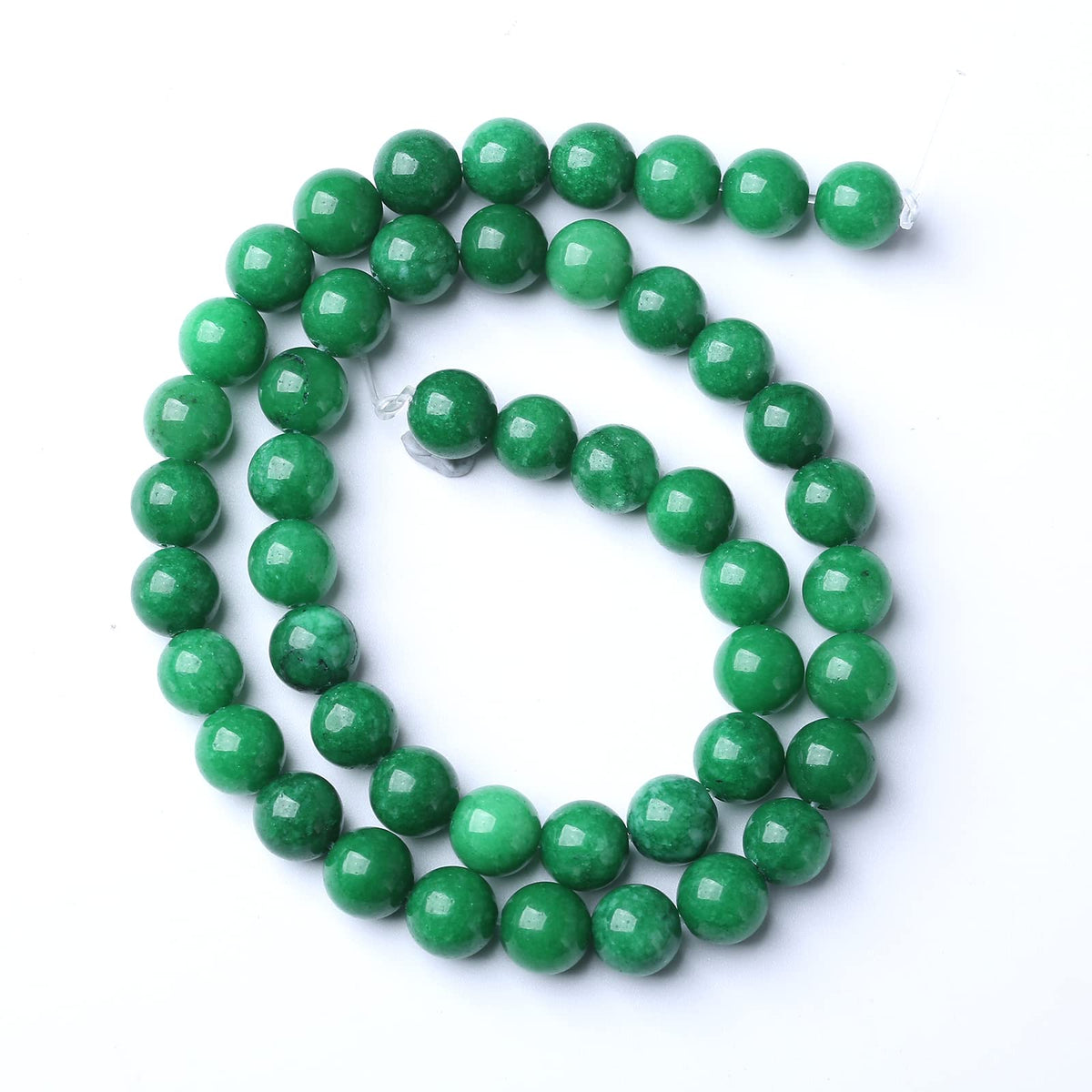 10mm 38pcs Natural Green Cloud Jades Beads Round Loose Gemstone Crystal Energy Healing Power Stone Beads for Jewelry Making DIY Bracelet (10mm, Green Cloud Jades)