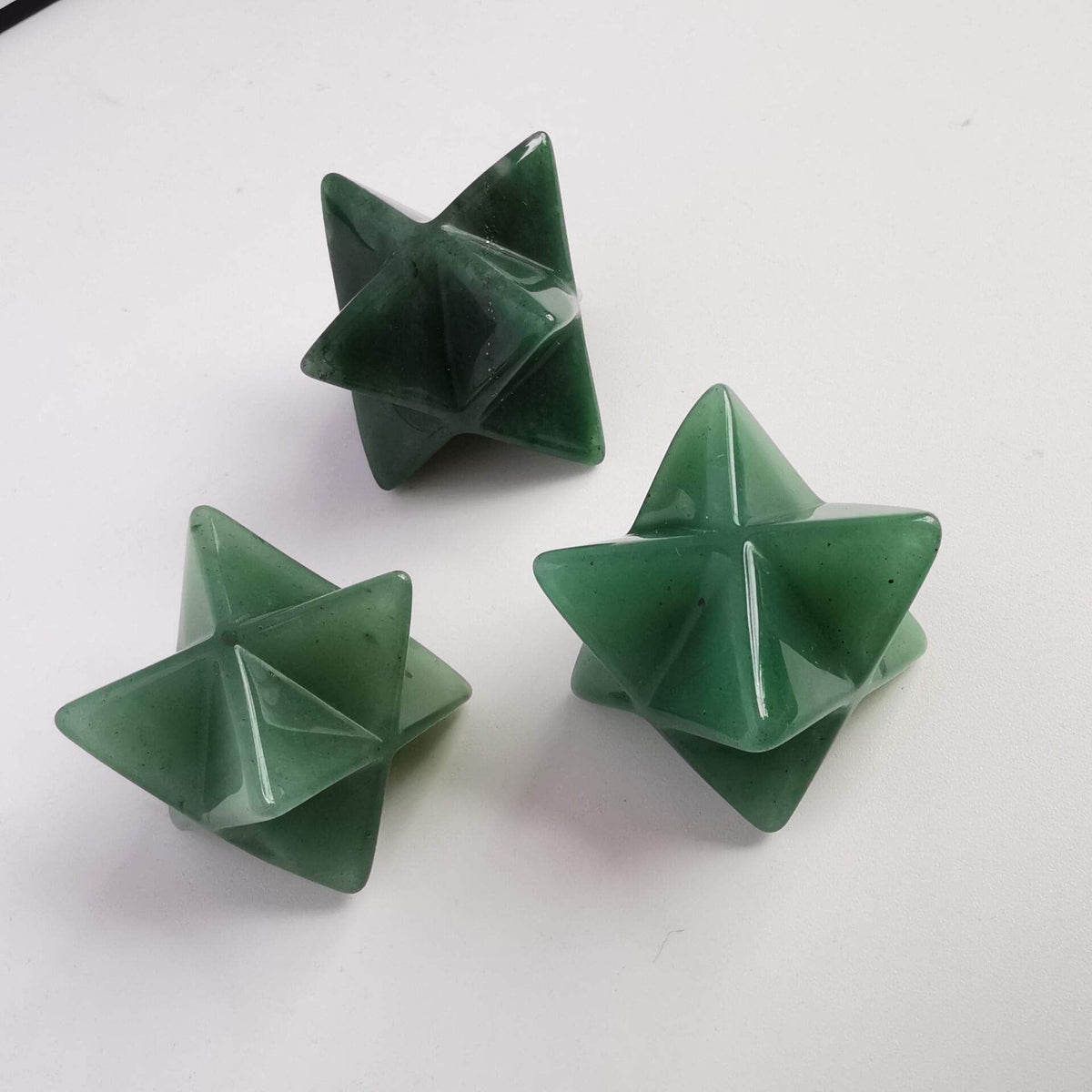 Loveliome Natural Green Aventurine Merkaba Crystal Protection Sacred Meditation Energy Generator Healing Chakra Six-Pointed Star 1 Inch