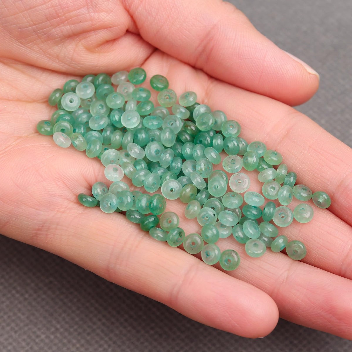 BONNY BOXX 1 Strand (150PCs) Natural 2 * 4mm Green Aventurine Rondelle Beads, Natural Abacus Disk Stone Beads Loose Spacer Gemstone for DIY Bracelet Necklace Jewelry Making
