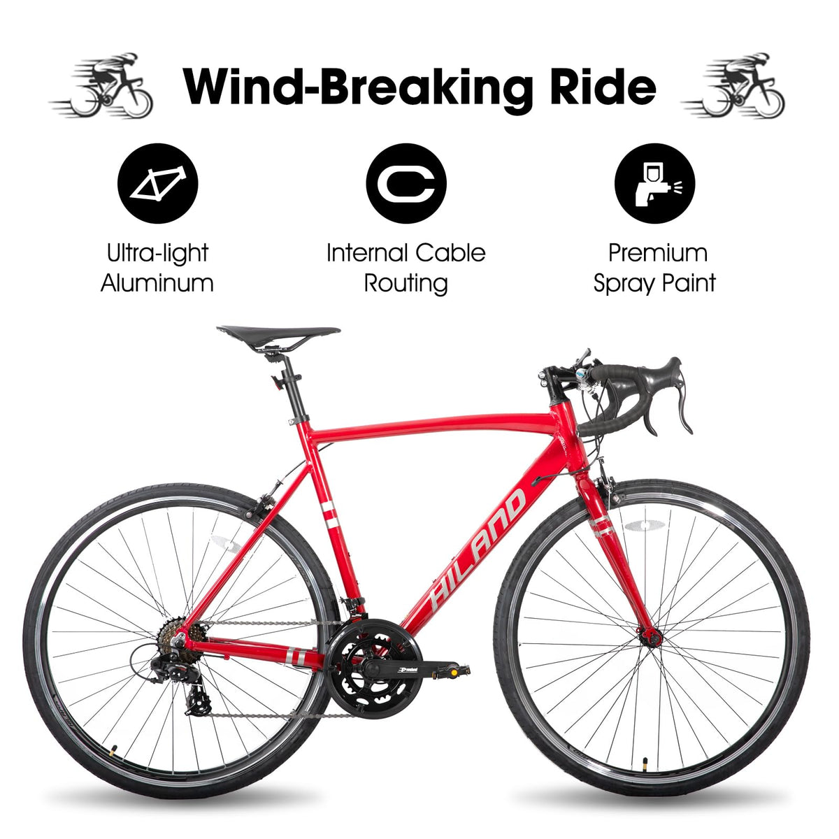 HH HILAND Adult Road Bike 700c Racing Bike with 14 Speeds, Aluminum Frame, Caliper Brake, City Commuter Bicycle for Women Men
