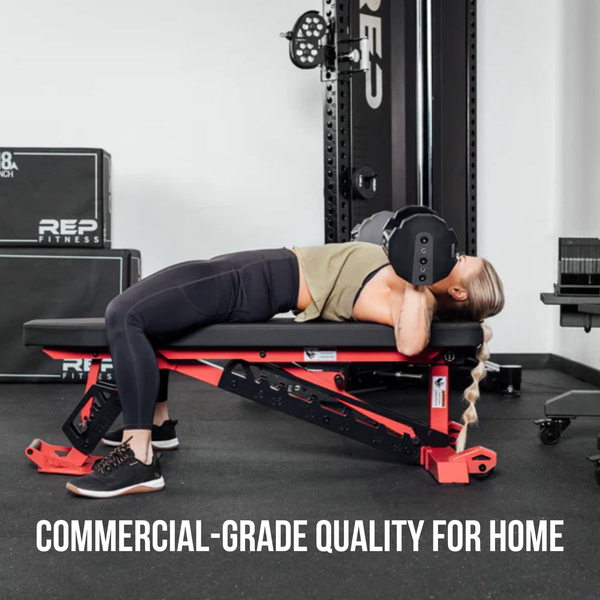 Rep Nighthawk Adjustable Weight Bench | Home Gym Incline Decline Flat Workout Bench | Heavy Duty Fitness and Strength Training Equipment | Foldable Space Saving Design, Metallic Black