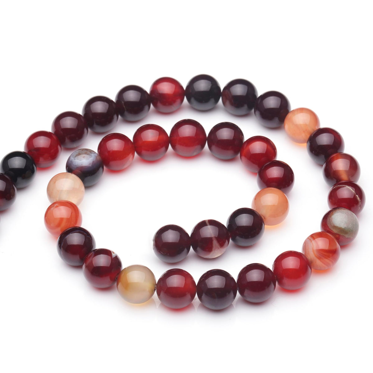Youngbling Natural Gemstone Beads for Jewelry Making,10mm Wine Red Agate Polished Round Smooth Stone,Genuine Real Stone Red Beads for Bracelet Necklace 15 Inch