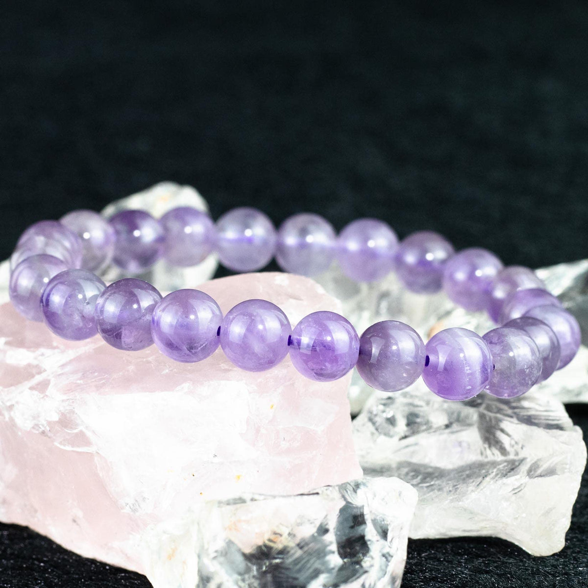 DAZCOLO 8mm Natural Gemstone Stretch Bracelet, Handmade Unisex Crystal Bracelets for Meditation, Yoga, Spiritual Healing & Positive Energy (lavender quartz)