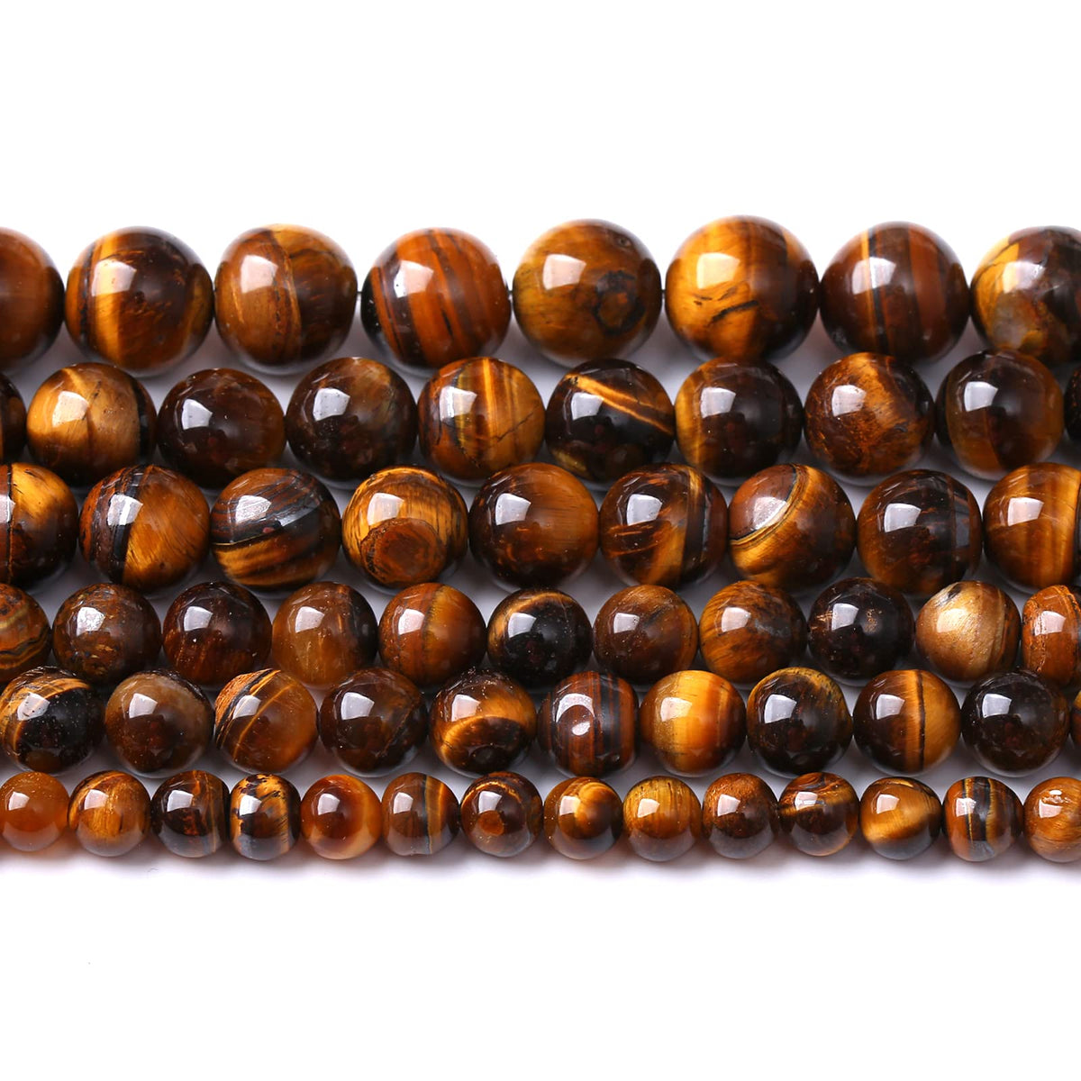 8MM 45PCS Natural Stone Yellow Tiger Eye Stone with Iron Mine Beads for Jewelry Making DIY Bracelet