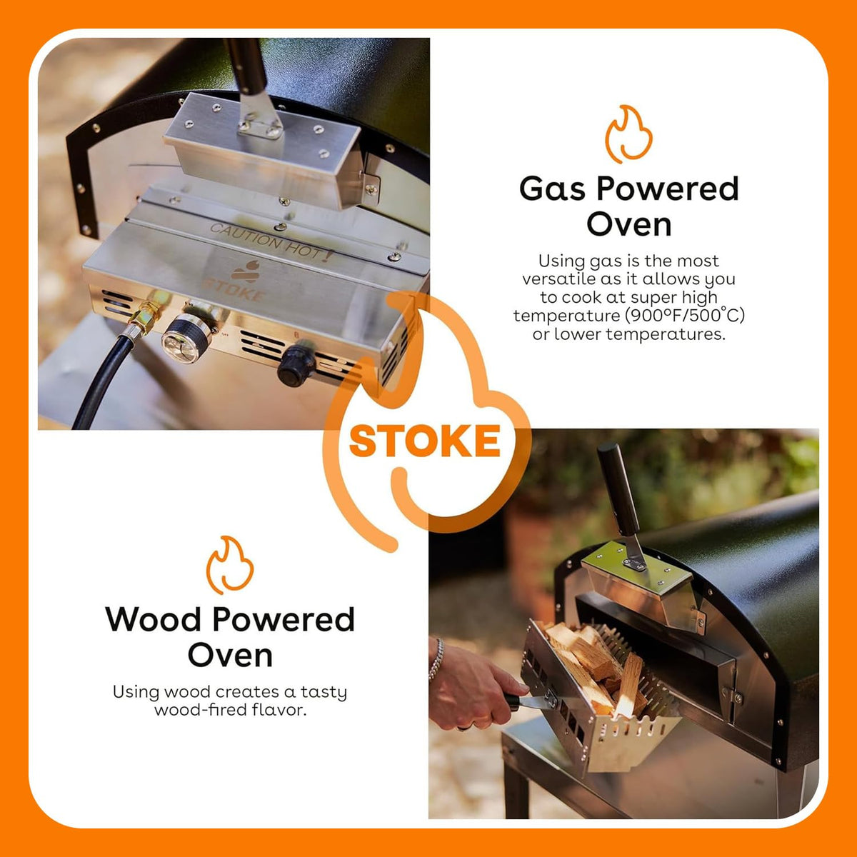 Stoke 13-Inch Wood Pizza Oven With Gas Burner, Peel, Rain Cover, and Cutter Included for Backyard, Camping, or Tailgating