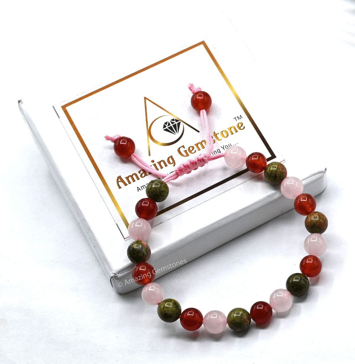 Amazing Gemstone Bracelet for Fertility Luck Manifestation - Fertility Crystals Carnelian Unakite Rose Quartz Bracelet Set for Men Women Healing Calming Anxiety Stress Relief Gifts (Adjustable)