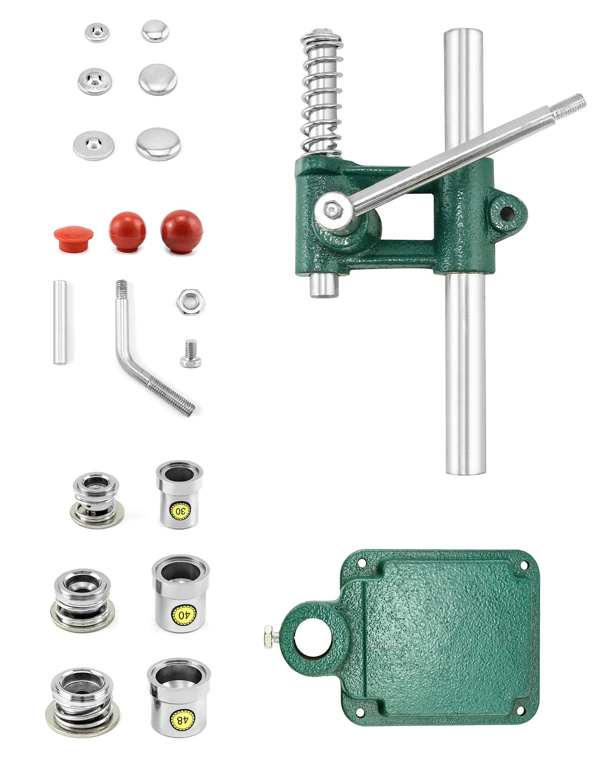 QWORK Fabric Button Maker Kit with 3 Die Sizes – Adjustable Press Tool for Sewing, DIY, Upholstery, 11/16", 1", 1-3/16" Dies