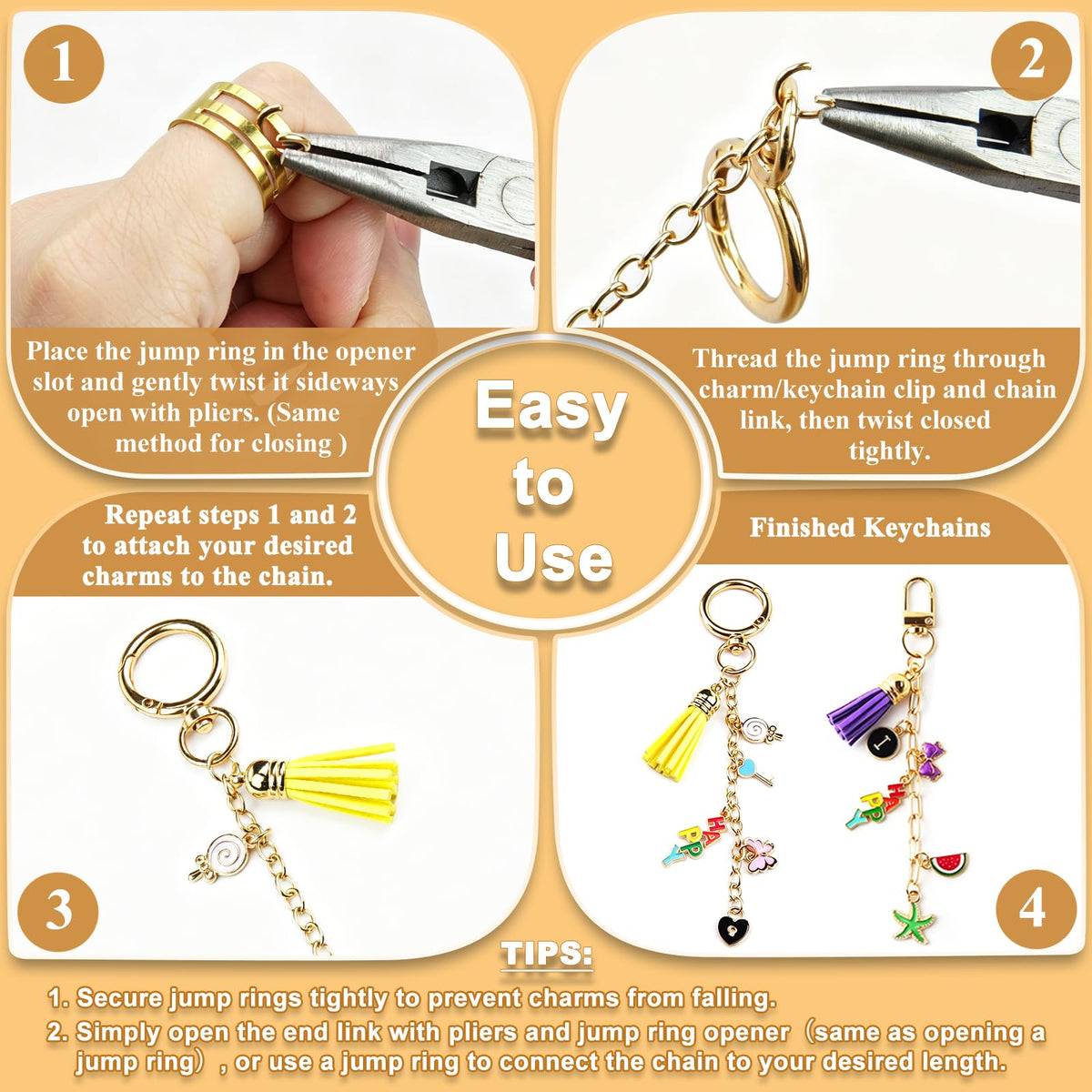 LOIKMIUP 440Pcs Keychain Making Kit, DIY Craft Supplies with Charms, Keychain Tassels, Keychain Clip Hooks, Jump Rings, Key Rings, Extender Chains & Tools for DIY Crafting