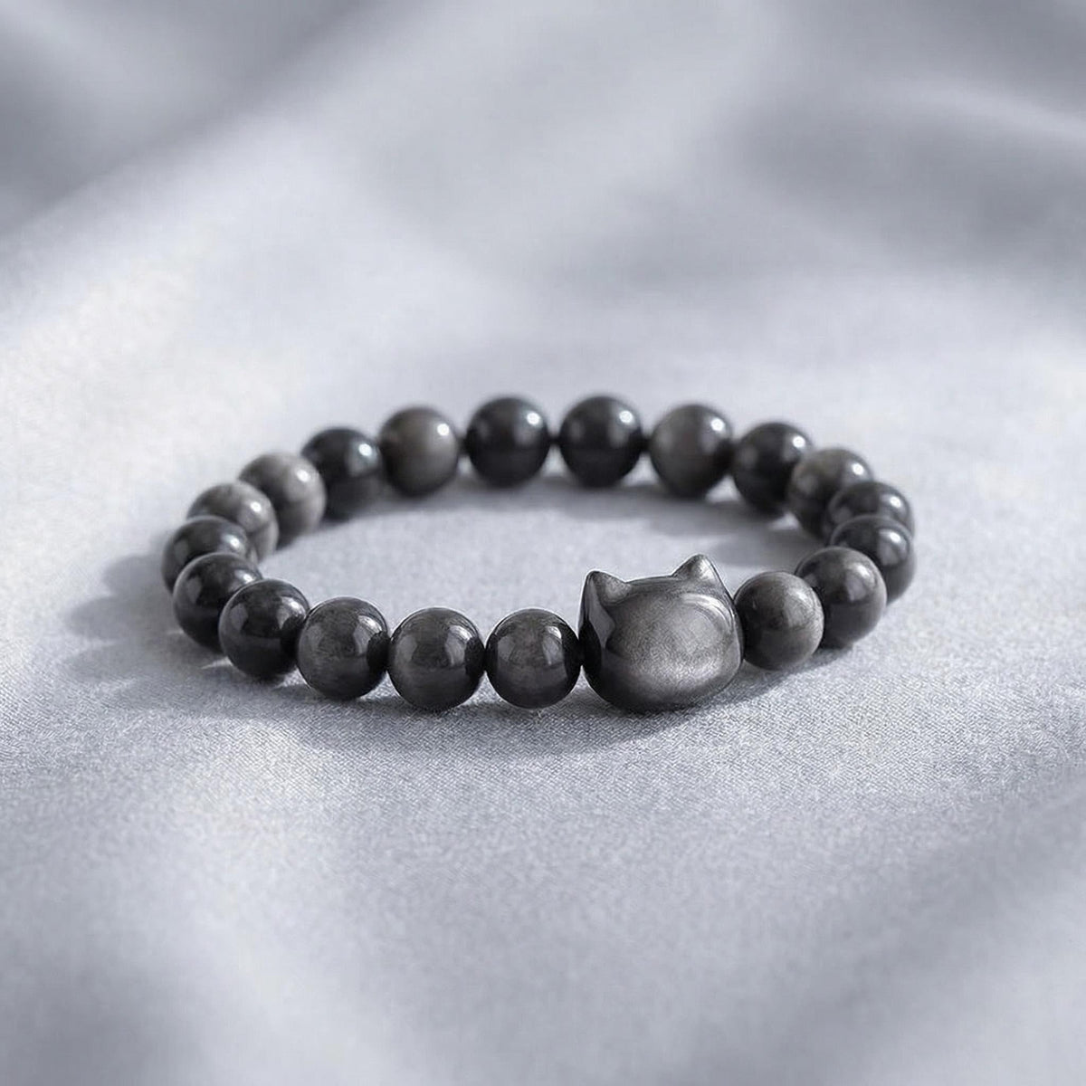 Money Attraction Cat Bracelet - Black Obsidian Women Bracelets -Wealth Prosperity Abundance Stone Bead Bracelet, Entrepreneur Business Luck Beaded Bracelets,Spiritual Mood Energy Cute Protection Stretch Bracelet,Health Good Luck Feng Shui Bracelets For Wo