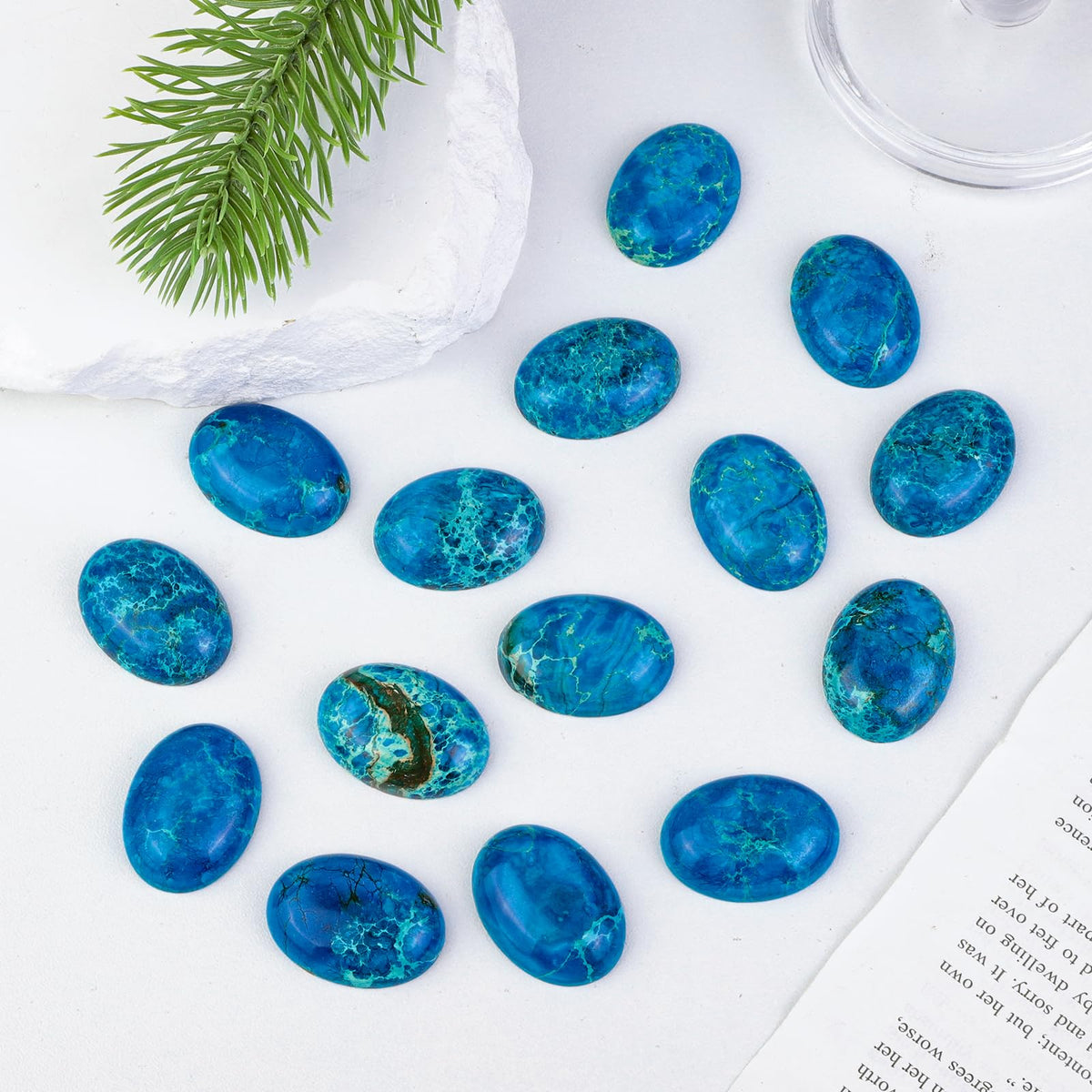 rockcloud 22x30mm Oval Cabochon Flatback Semi-precious Stones Sea Sediment Jasper for Jewelry Making Pack of 5