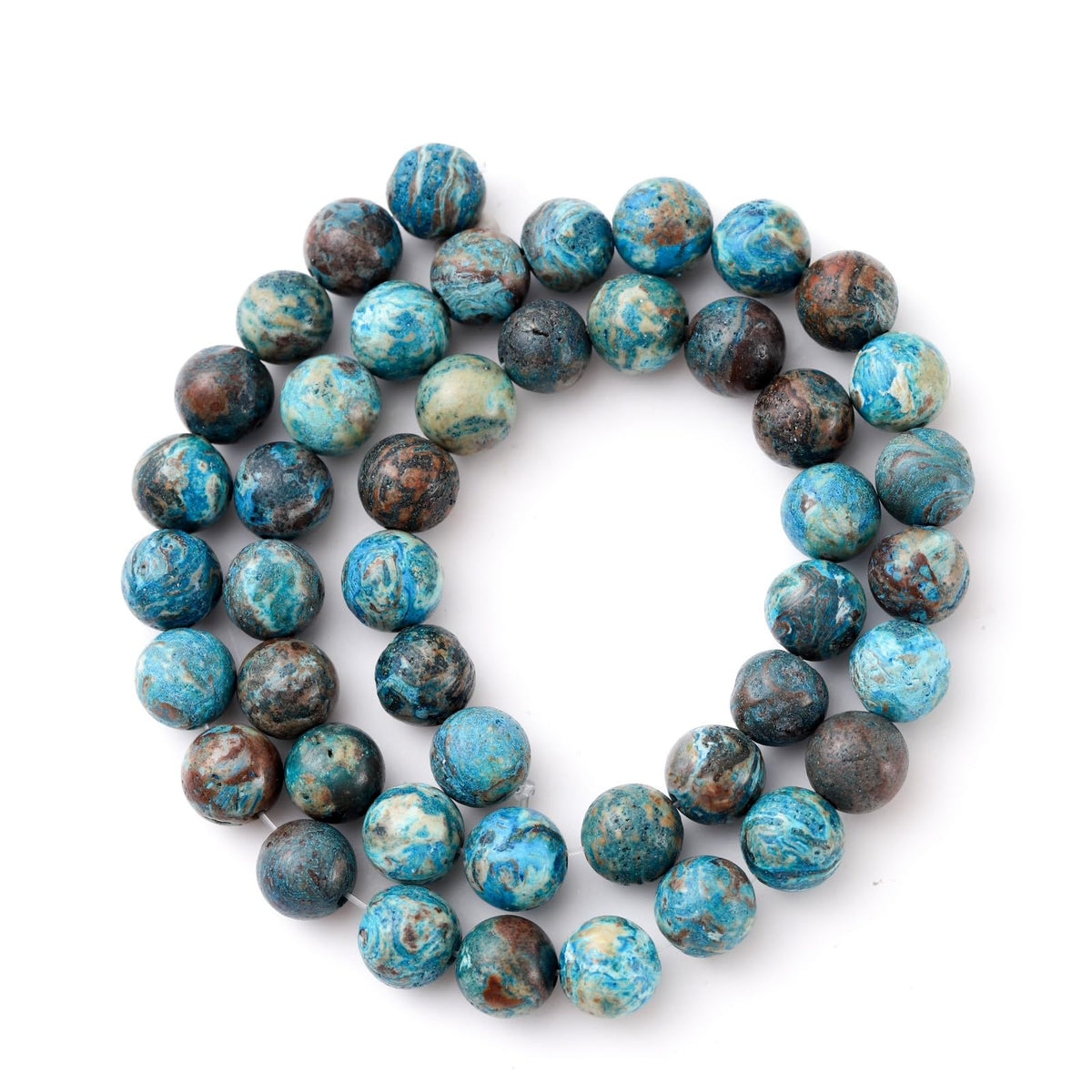 8mm 45pcs DIY Natural Blue Pattern Agate Stone Beads Round Healing Crystal Gemstone Loose Beads for Jewelry Making Handmade Bracelet Necklace