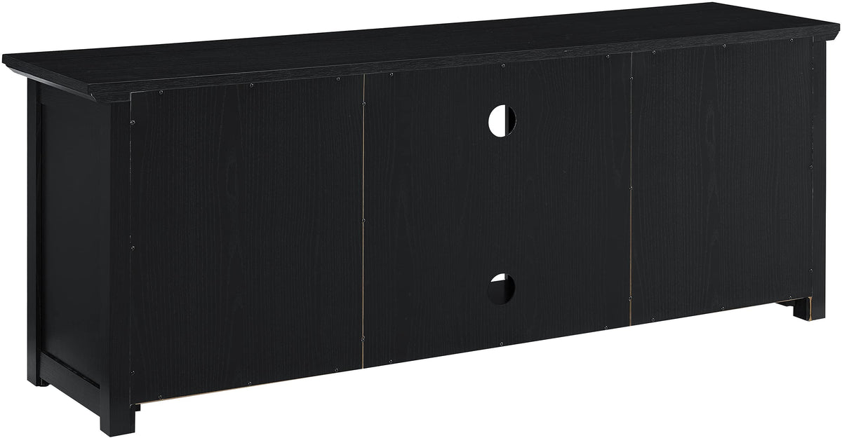 Crosley Furniture Camden Low Profile Fireplace TV Stand for 65+ inch TVs, Entertainment Center with Shelves, Black