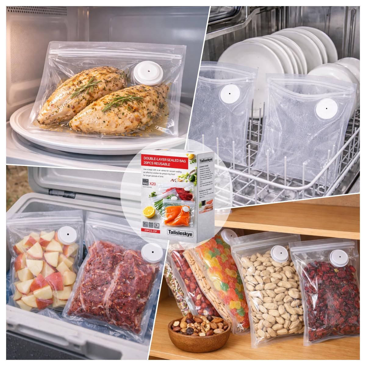 Vacuum Seal Bags,Bags for Compact Vacuum Sealer,Reusable Vacuum Sealer Bags,Small Vacuum Seal Bags(8.3 * 8.7inch) 30pcs