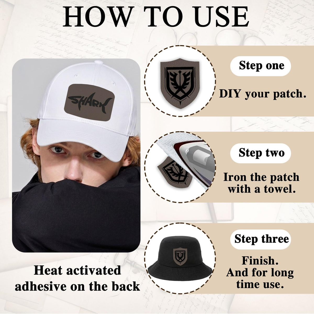 5 Pack Laserable Leatherette Sheet Faux Leather Laser Engraving Leather Blank Hat Patches with Heat Press Adhesive for Laser Engraving DIY Hat Cap Beanie UV Printing Craft Supplies (Taupe)
