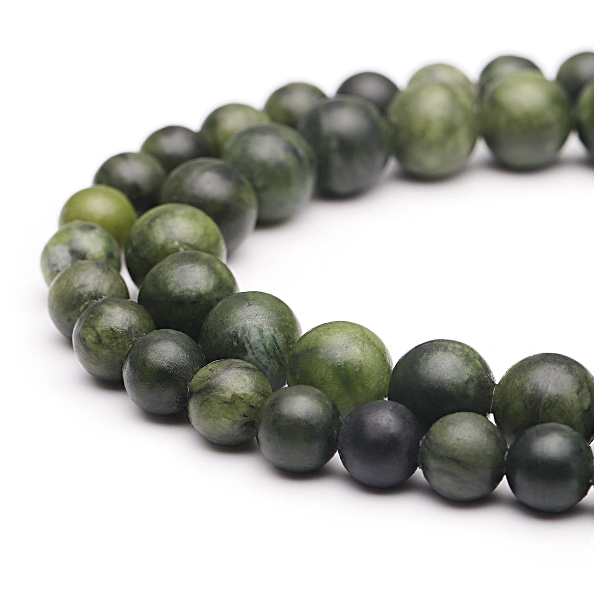Youngbling Natural Jade Beads for Jewelry Making,8mm Green Jade Polished Round Smooth Stone Beads,Genuine Real Stone for Bracelet Necklace 15 Inch(Green Jade,8mm)