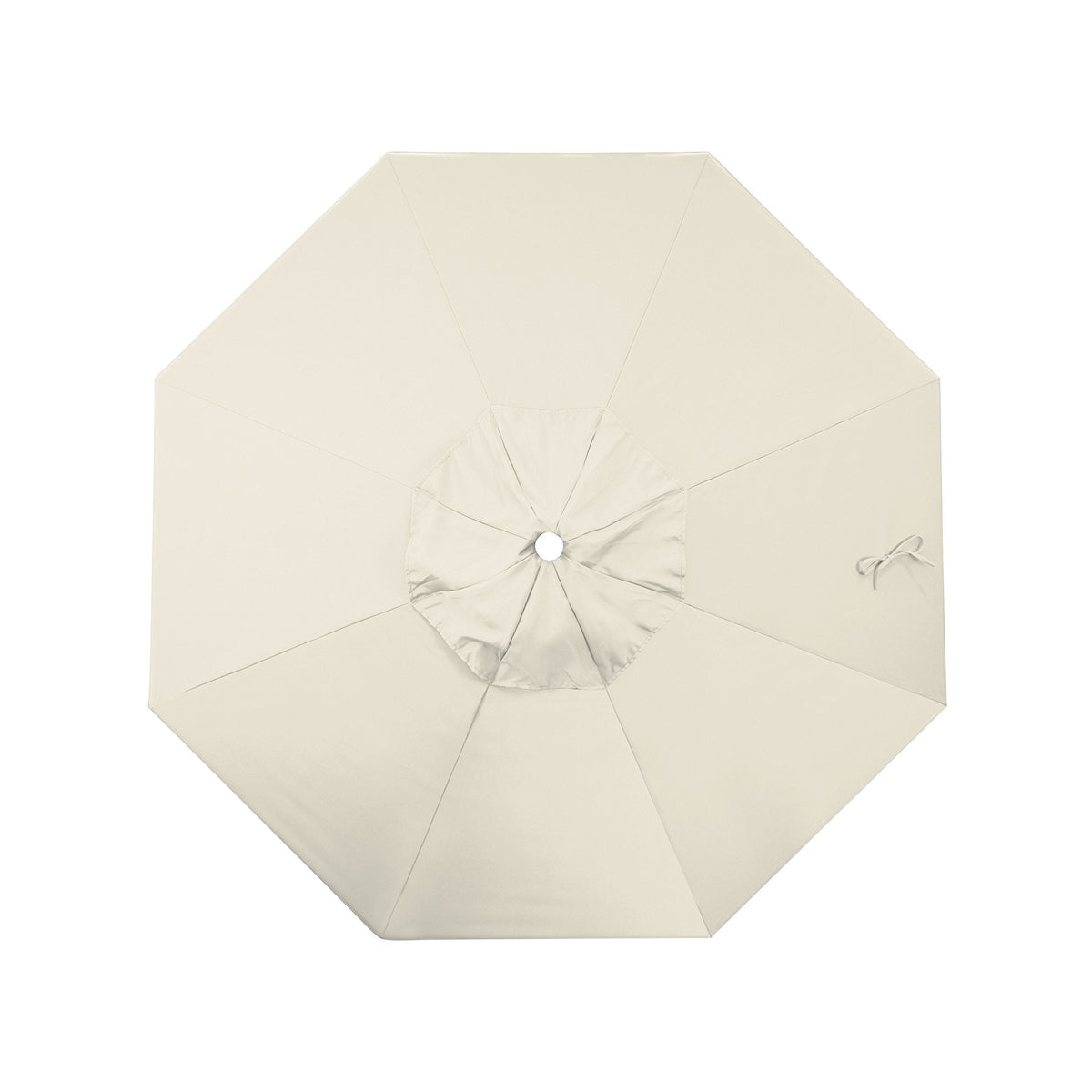 California Umbrella 9' Round Aluminum/Fiberglass Umbrella, Push Open, White Pole, Olefin Antique Beige