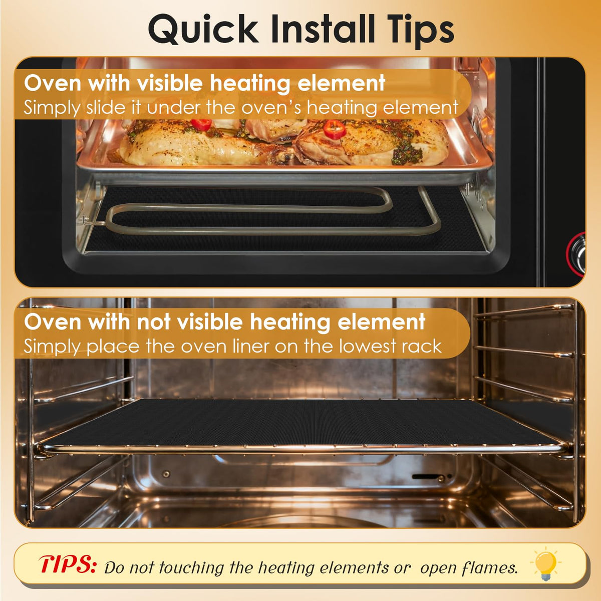 HOTEC 3 Pack Heavy Duty Oven Liners for Bottom of Oven, 17"x25" Large Heat Resistant 500°F Non-Stick Oven Mats, BPA & PFOA Free Dishwasher Safe, Compatible with Electric/Gas/Toaster Ovens & Grill