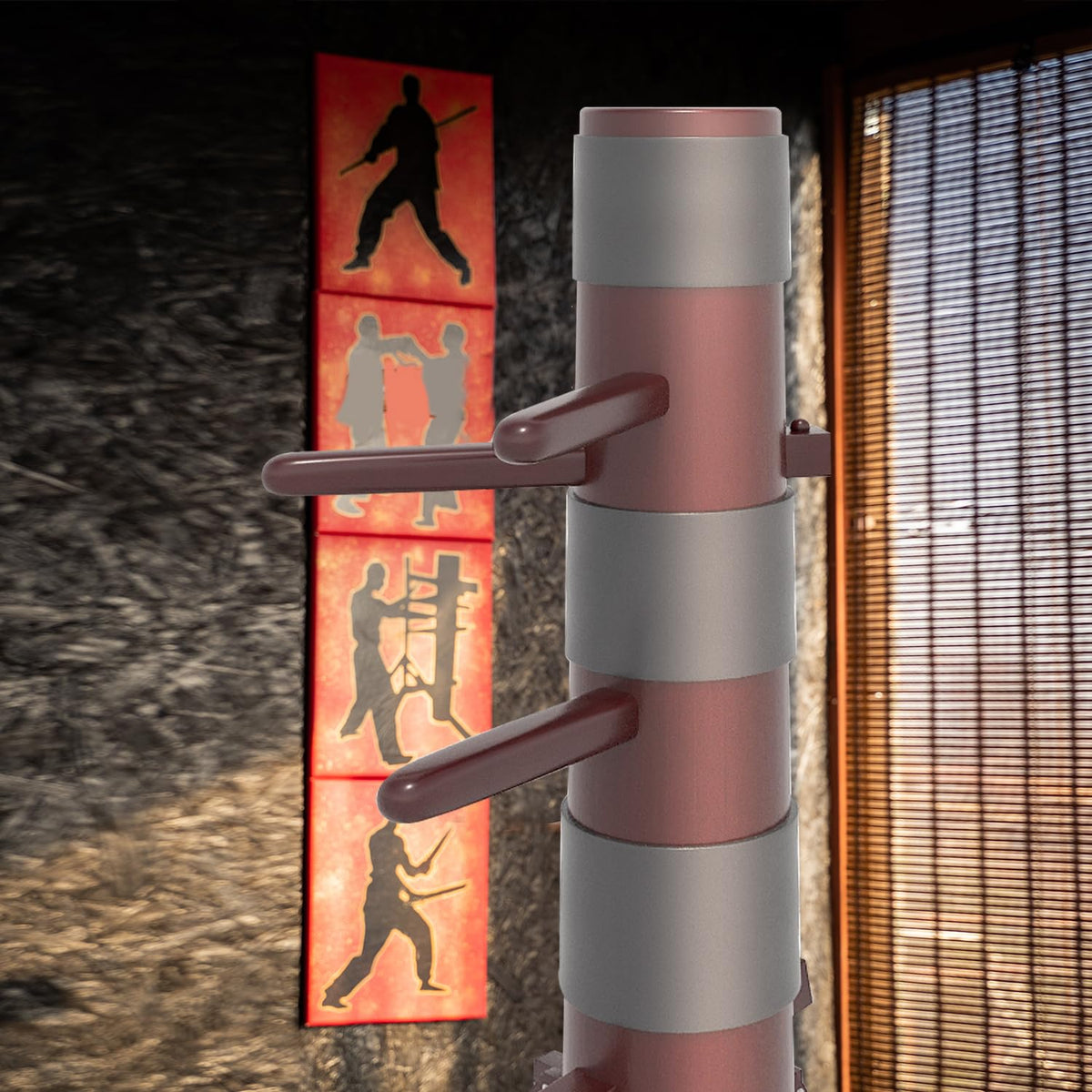 MR Wing Chun Dummy, Wooden Mook Yan Jong, IP Man Training Target with Tripod Base, Adjustable Height Mook Yan Jong Training with 3 Striking Pad, Martial Arts Traditional Kung Fu Training Dummy