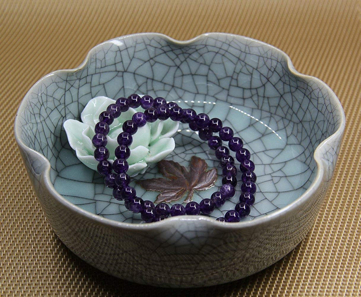 Angelstones Handmade Natural Amethyst Healing Gemstone 6mm Round Beads Stretch Crystal Bracelet 7 Inch Unisex