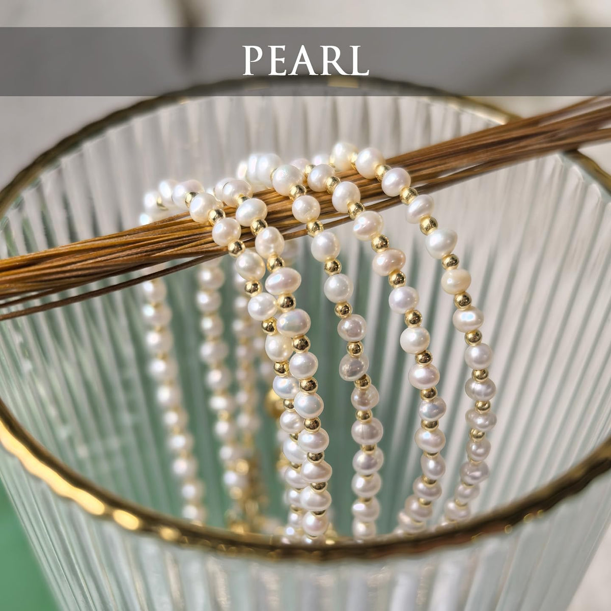 Morchic 3mm Fresh Water Pearl Natural Gemstone Beaded Bracelet for Women, Dainty Tiny Charm Jewelry, Adjustable 7.1-8.6", Ideal Birthday Holiday Gift