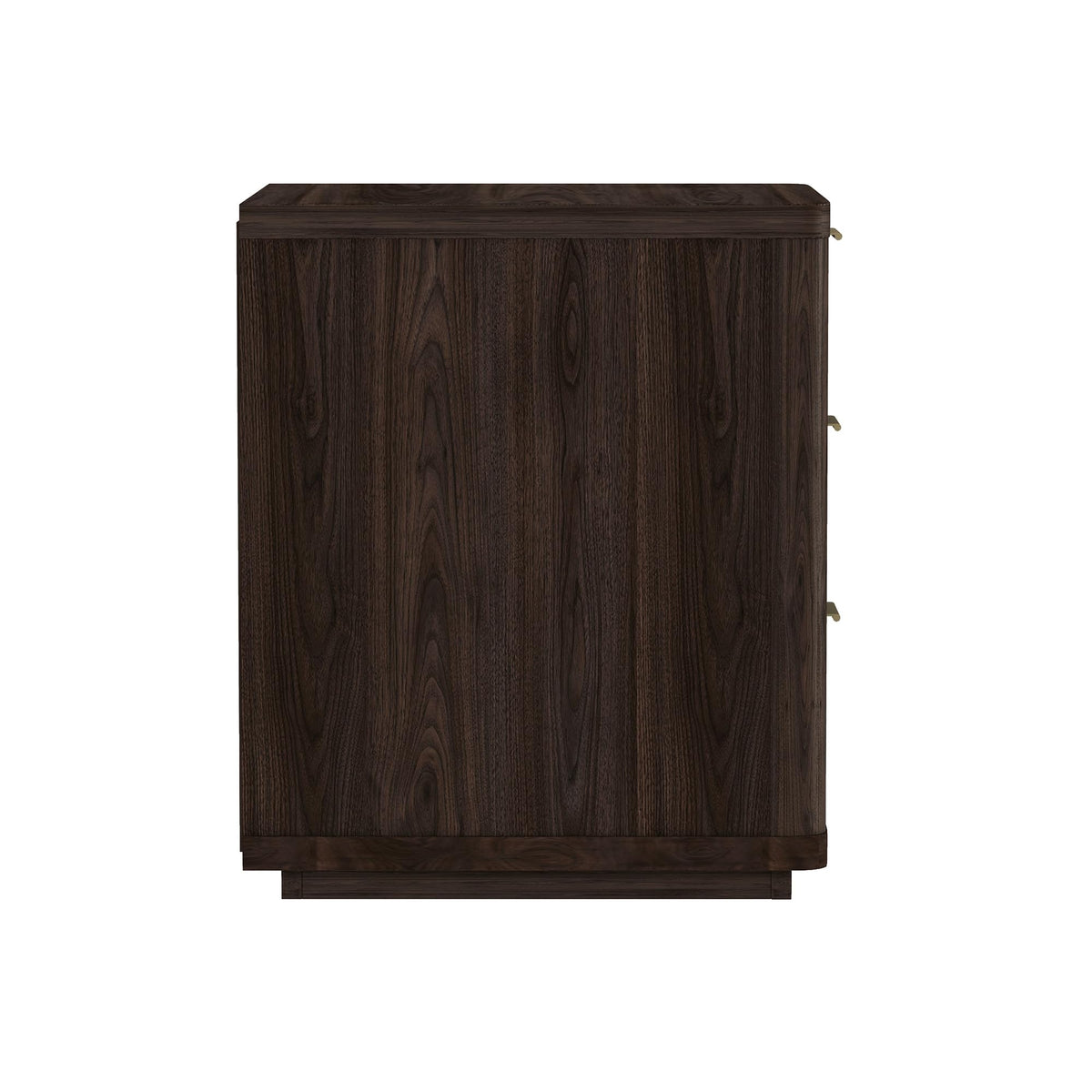 Manhattan Comfort Evelyn Set of 2 Nightstands with Full Extension Drawers, Minimalist Bedside Table with Rounded Corners and Raised Base, Modern Night Stand for Bedroom, or Living Room in Brown