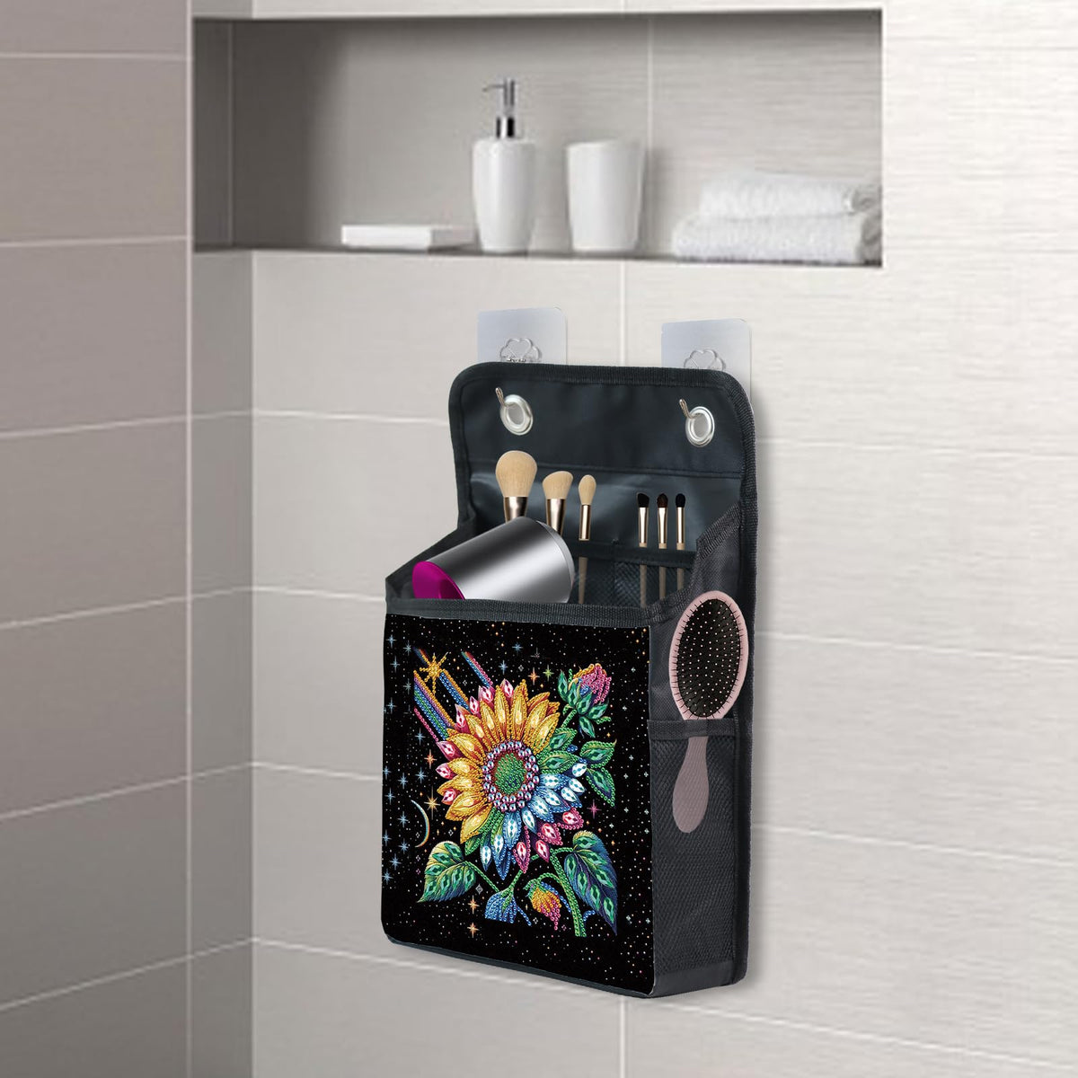 Diamond Painting Storage Organizer Kit with Beautiful Pattern Design Round and Special Shape Diamond Art Kit,Door Hanging Holder Suitable for Storing Small Items, Foldable Wall Pouch Without Hooks