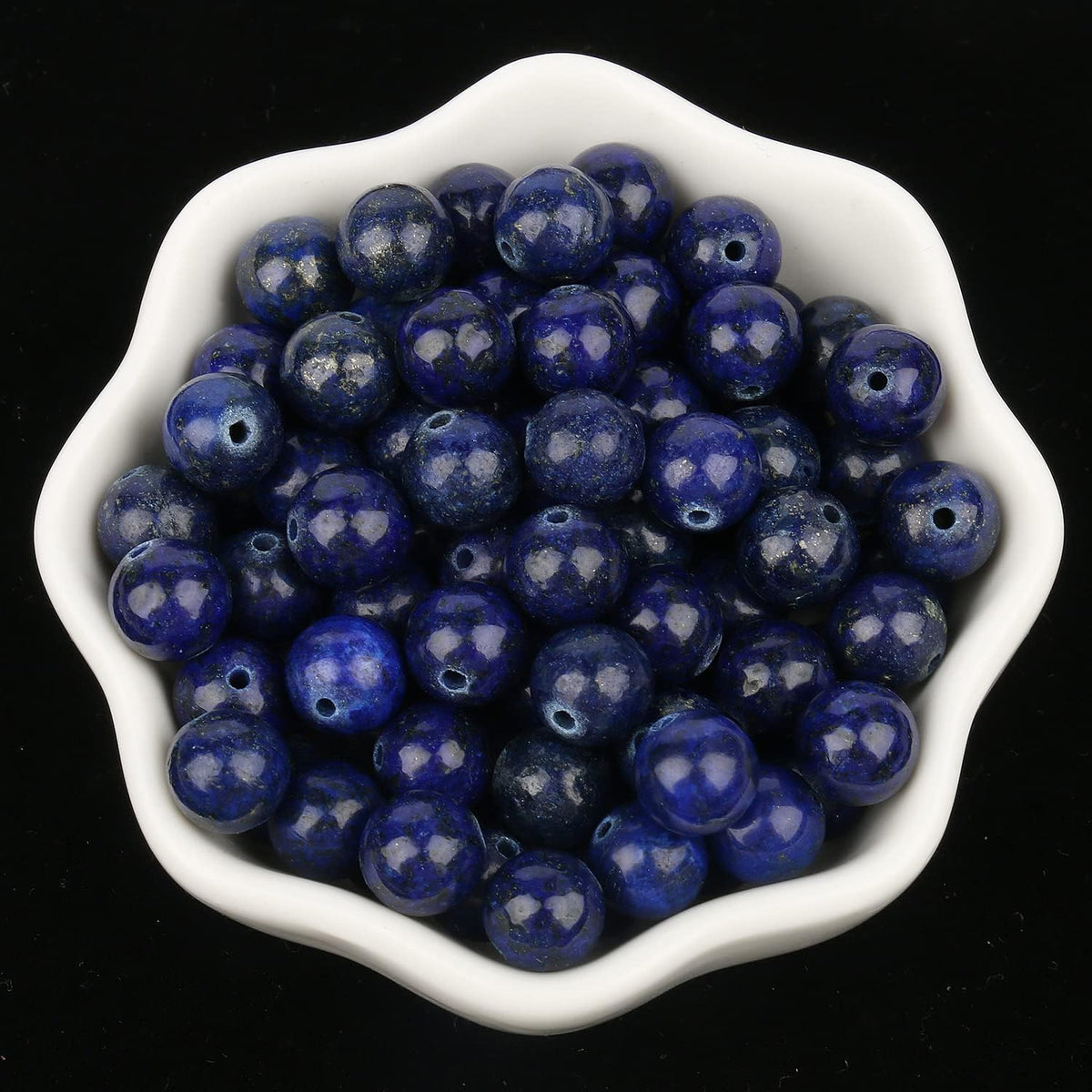 10mm Lapis Lazuli Beads for Bracelets, Blue Stone Beads Crystal Gemstone for Jewelry Making, Blue Bead Art Crafts for Adult DIY Bracelet Making About 35pcs