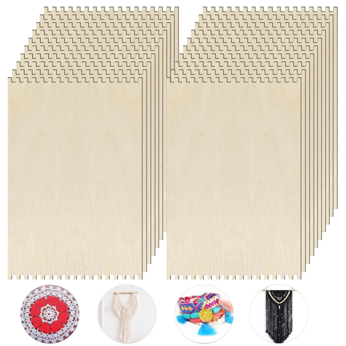 20 Pcs Beginners Wooden Loom Notched Weaving Loom Basket Weaving Tools for Kids Adult Art Craft Activity Jewelry Motor Skills Crochet Knitting Sewing Teaching Educational