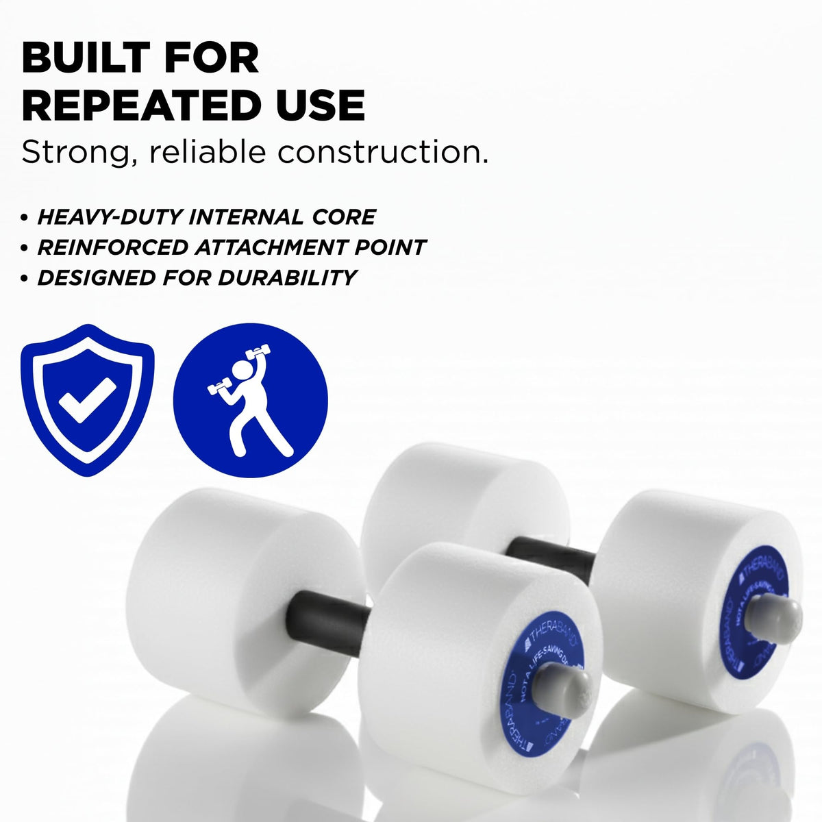 THERABAND Water Weights, Aquatic Dumbbells for Pool Fitness, Pair, Blue Heavy Resistance Level, for Pool Exercise and Water Aerobics for Adults, Foam Pool Weights for Therapy and Fitness Workouts