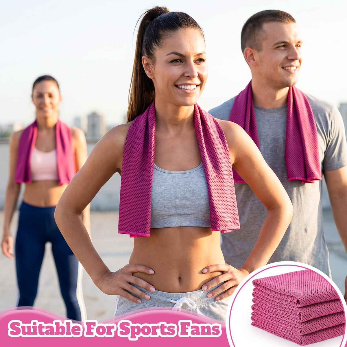 Honoson 20 Pack Cooling Towels Bulk 27 x 16 Inch Ice Breathable Soft Chilly Sweat Rag Cold Towels for Neck and Face for Hot Weather Yoga Gym Sport Running Golf Workout Fitness Camping(Rose Red)