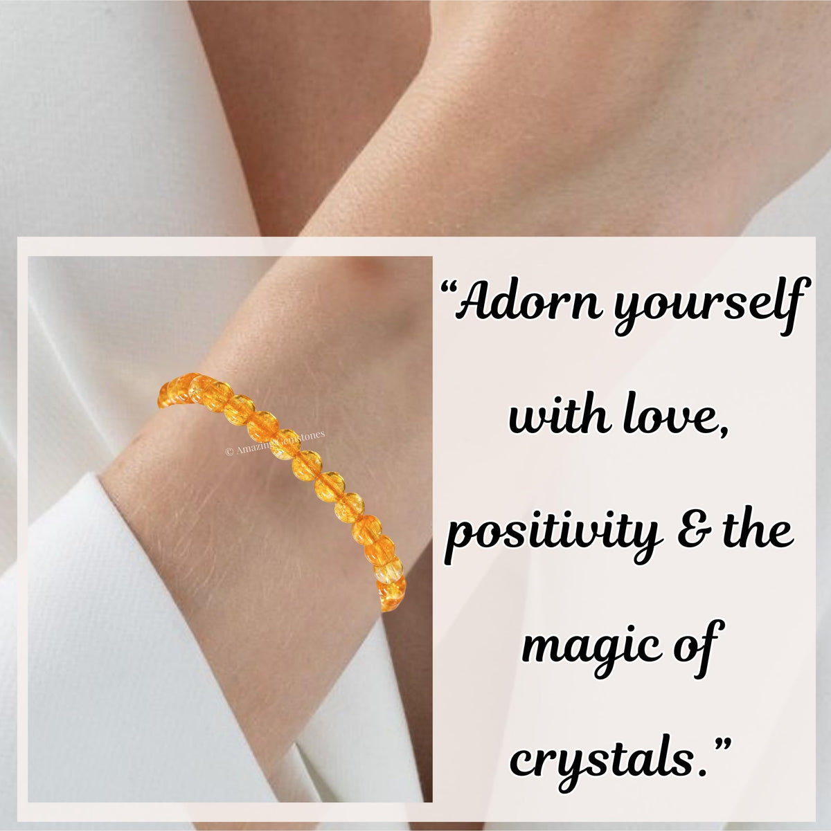 Amazing Gemstone Citrine Onyx Bracelet, Gifts For Men & Women - Protection Healing Crystal Bracelet - 6mm Gemstone Beaded Adjustable Bracelet, Pulseras Para Hombres Mujer Stocking Stuffers