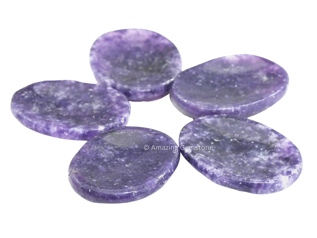 Amazing Gemstone Lepidolite Worry Stone Crystals and Healing Stones - Worry Stones for Stress Relief Gifts - Piedra Crystal Fidget for Meditation, Calming, Relaxation -
