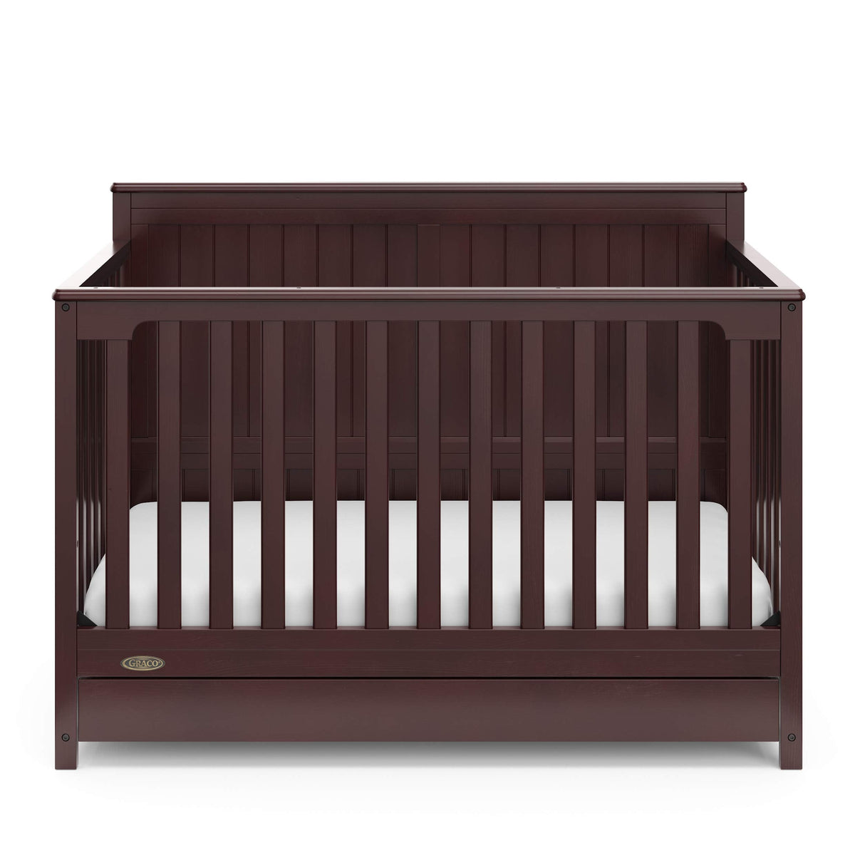 Graco Hadley 5-in-1 Convertible Crib with Drawer – GREENGUARD Gold Certified, Fits Standard Crib Mattress, Converts to Toddler Bed, Daybed and Full Bed, 4 Adjustable Mattress Heights (Espresso)