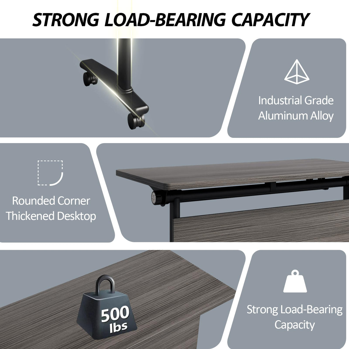 Folding Conference Room Table with Wheels, 6ft Modular Large Mobile Modern Conference Tables Office Meeting Training Table for Classroom(4, Gray, D 55")