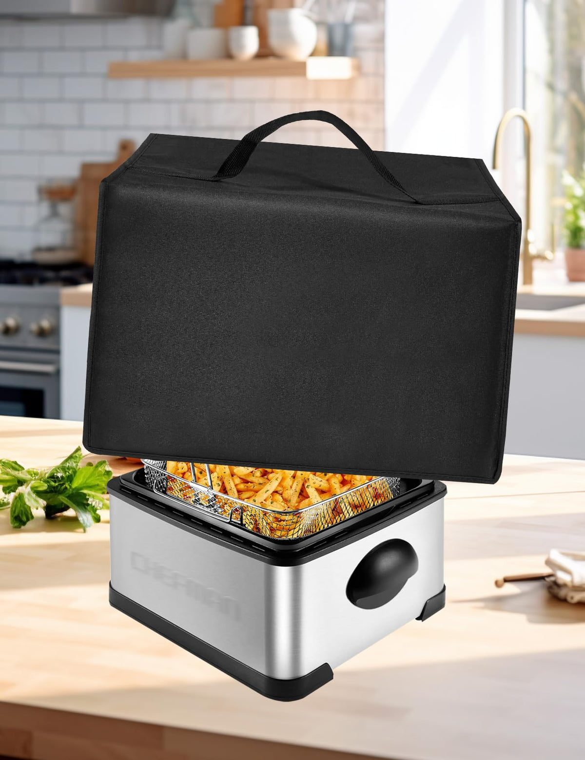 Deep Fryer Cover Heavy Duty Waterproof Heat Resistant Nylon Cover Case for Hamilton Beach Electric/for Elite Gourmet EDF-401T Electric/for Chefman 4.5 Liter Deep Fryer