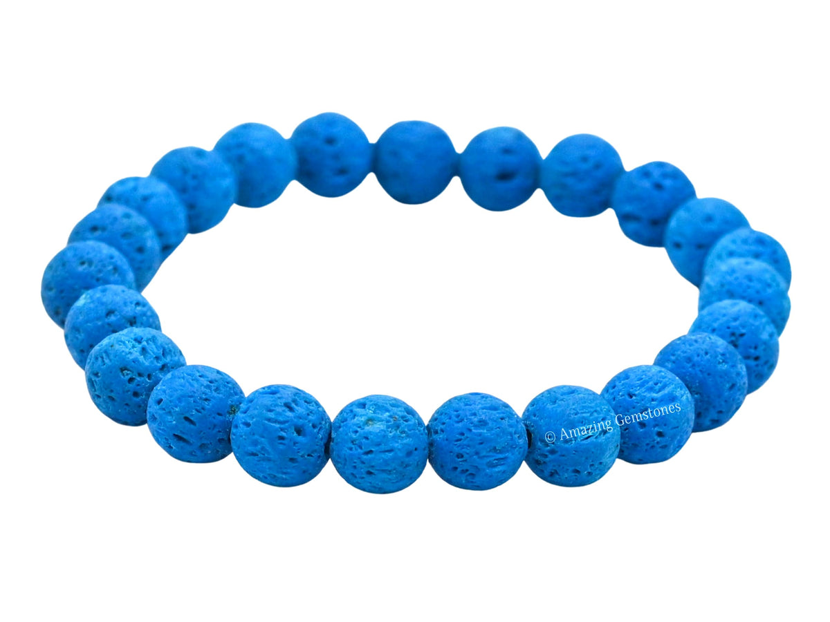 Amazing Gemstone Crystal Bracelet for Women Men's Gifts - Protection Healing Crystal Bracelet - 8mm Gemstone Beaded Stretchable Bracelet Pulseras Para Hombres Mujer Stocking Stuffers Mothers Day Gift (Blue Lava)