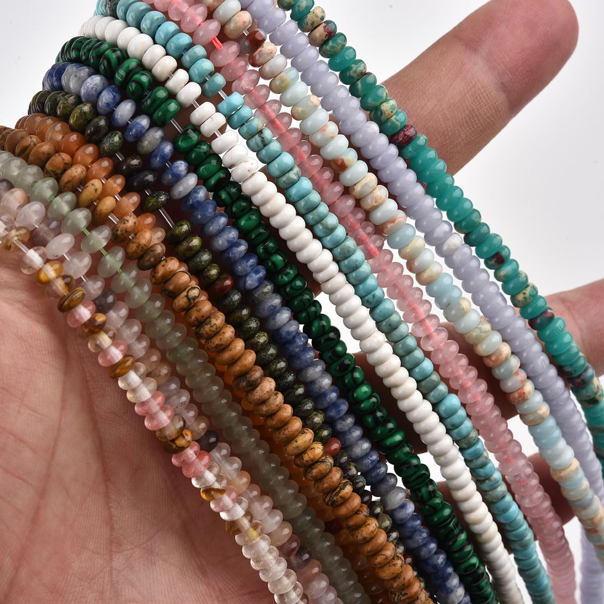 160pcs 4x2mm Natural Blue White Sodalite Disk Rondelle Spacer Stone Semi Precious Gemstone Loose Beads for Jewelry Making 15 Inch