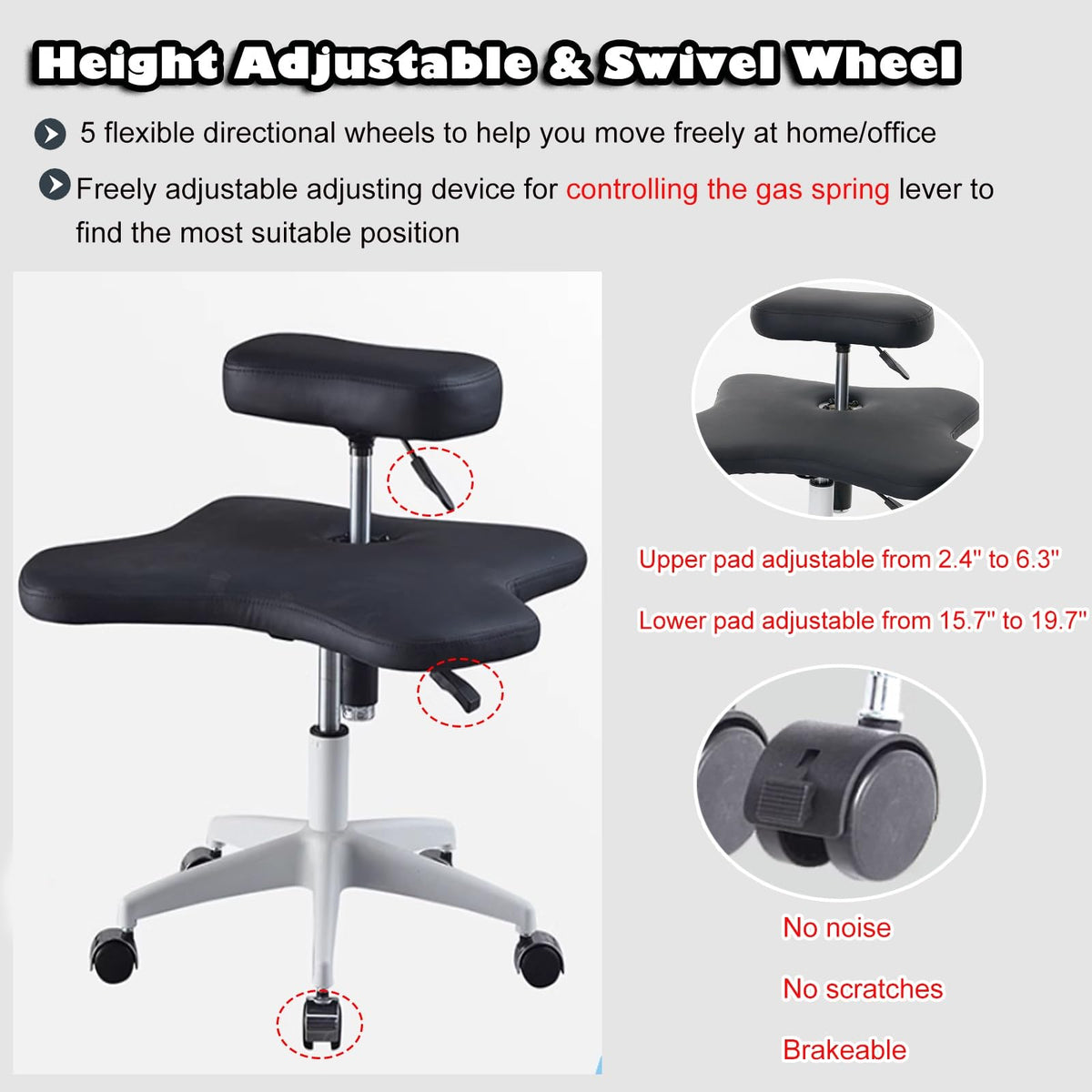 Office Chair Cross Legged Chair,Cross Legged Sitting Kneeling Office Chair with Wheels, Meditation Seat for Reducing Back Pain, Ergonomic Posture Corrective Seat - Improve Posture and Reliev